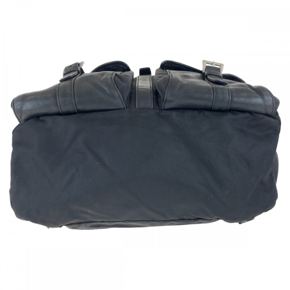 PRADA Backpack Nylon Black SilverMetal Test Triangle With logo