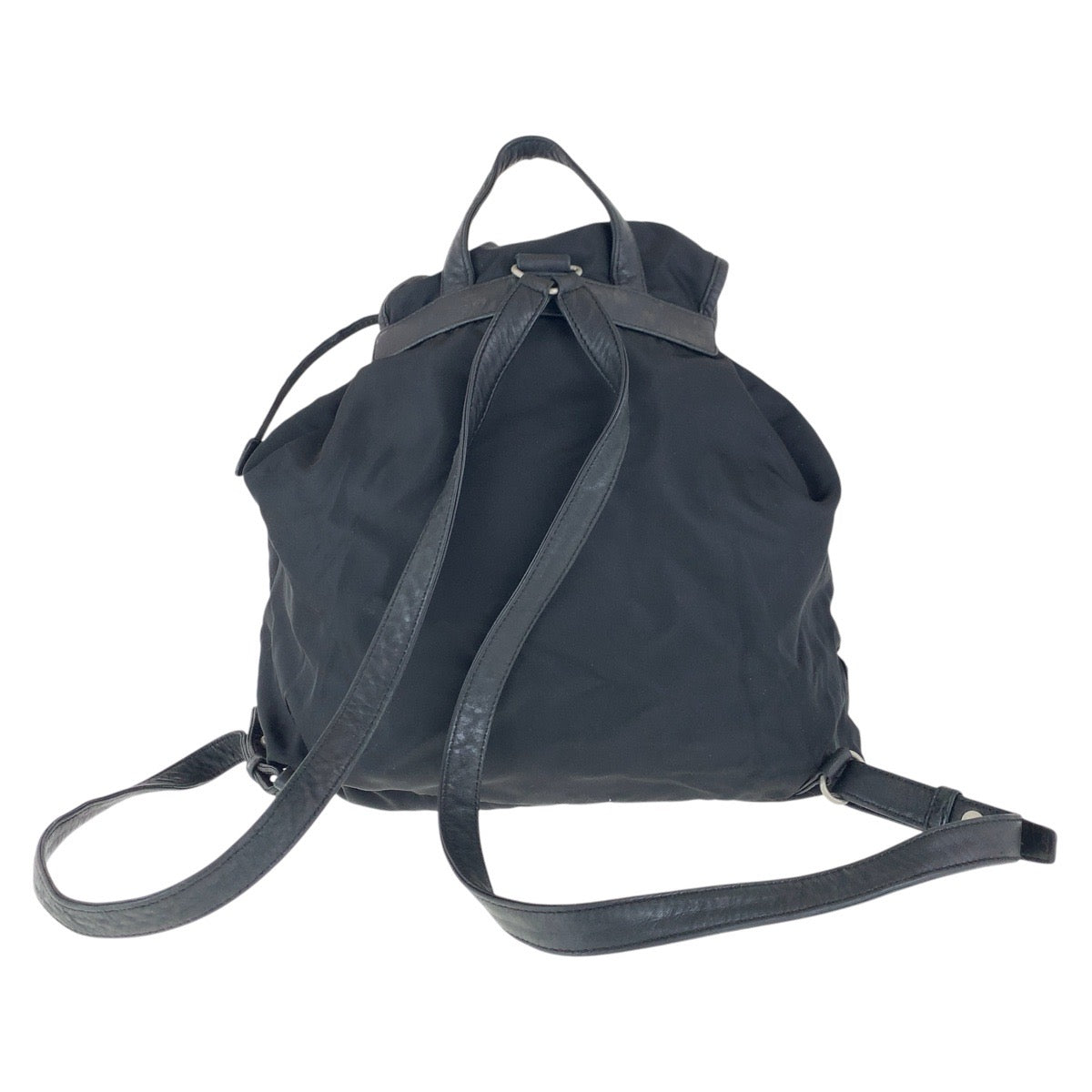PRADA Backpack Nylon Black SilverMetal Test Triangle With logo
