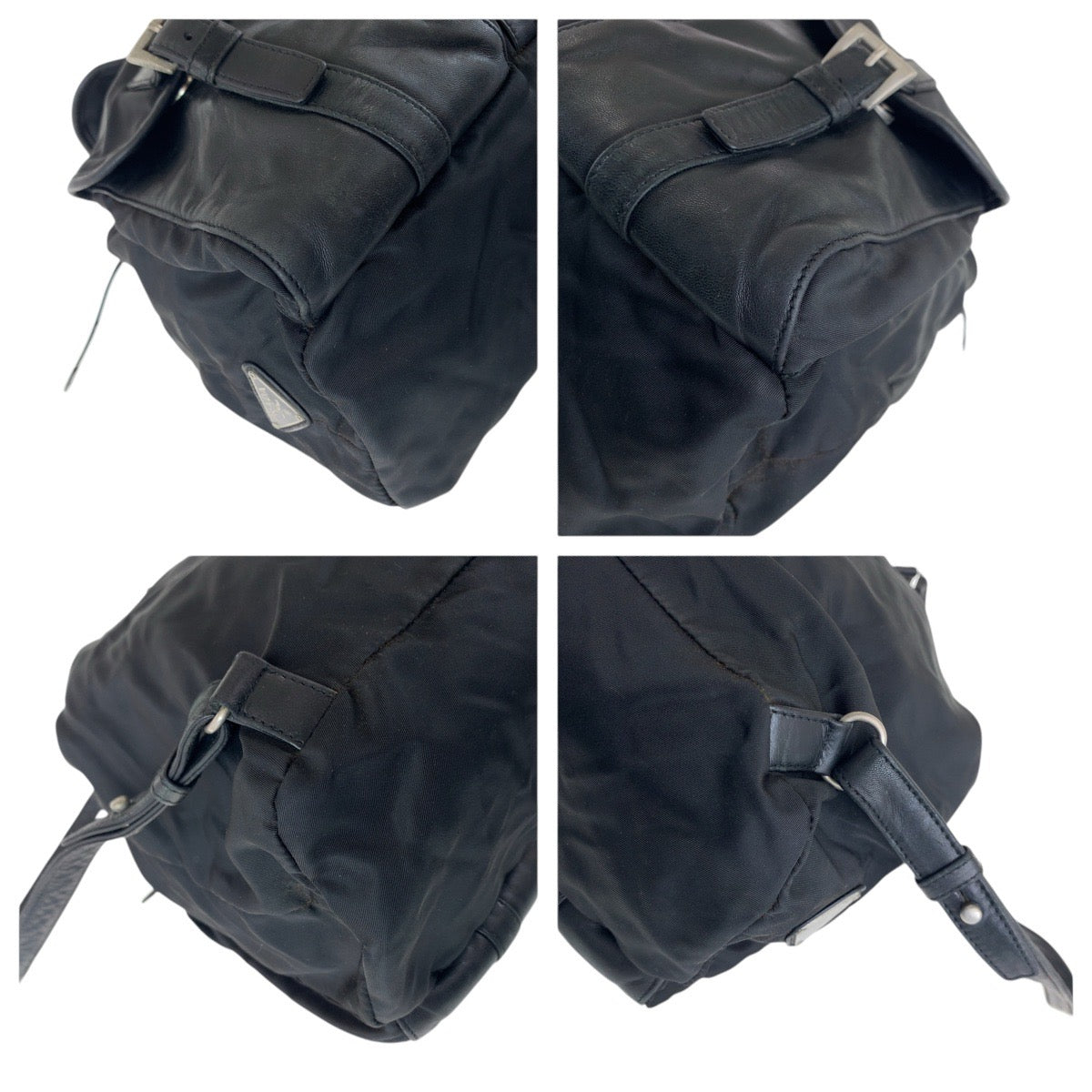 PRADA Backpack Nylon Black SilverMetal Test Triangle With logo