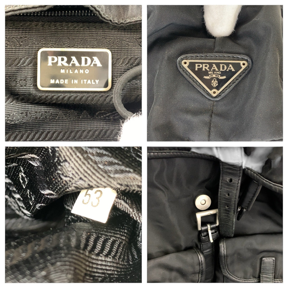 PRADA Backpack Nylon Black SilverMetal Test Triangle With logo