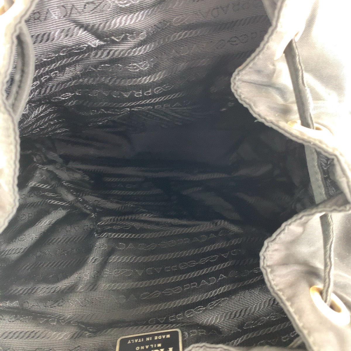 PRADA Backpack Nylon Black SilverMetal Test Triangle With logo