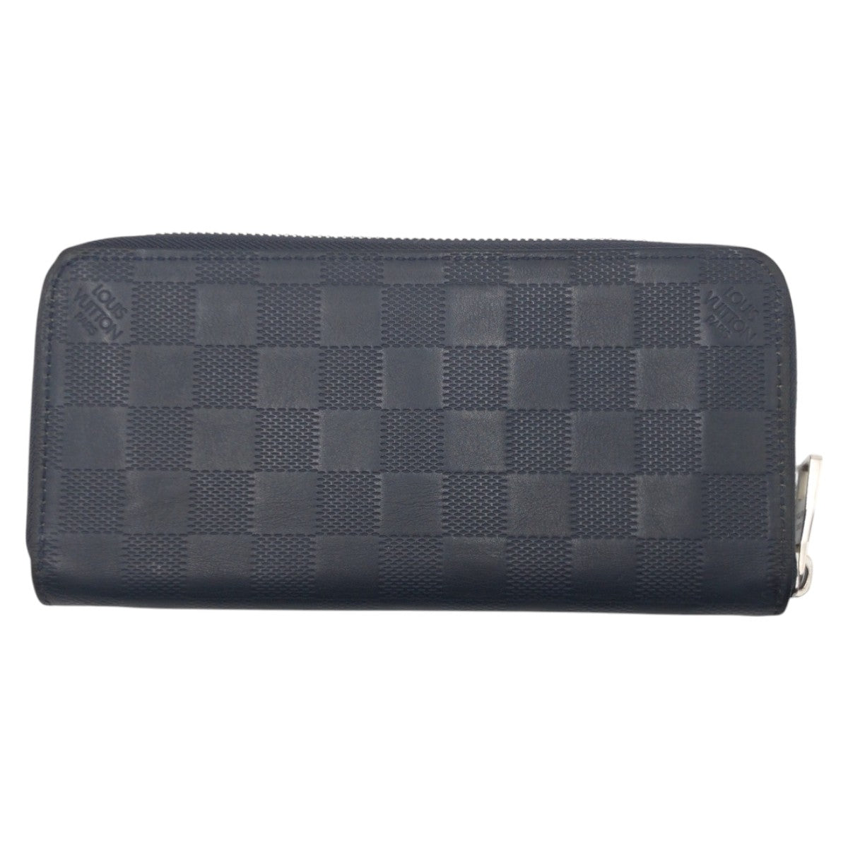 LOUIS VUITTON Long Wallet Purse N63549 PVC Navy Damier Anfini Zippy Wallet Vertical