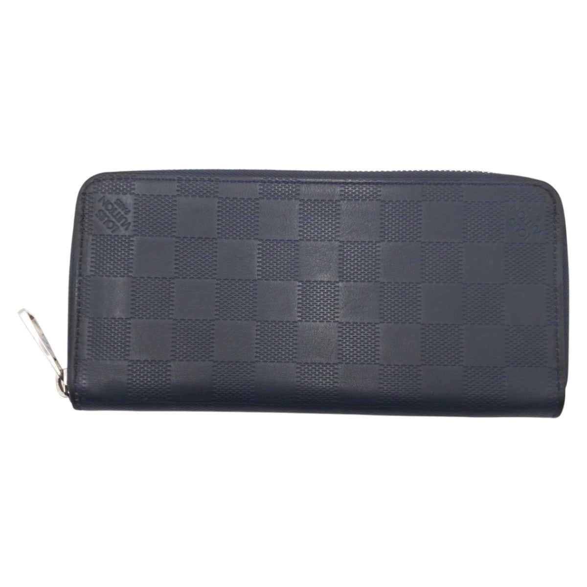 LOUIS VUITTON Long Wallet Purse N63549 PVC Navy Damier Anfini Zippy Wallet Vertical