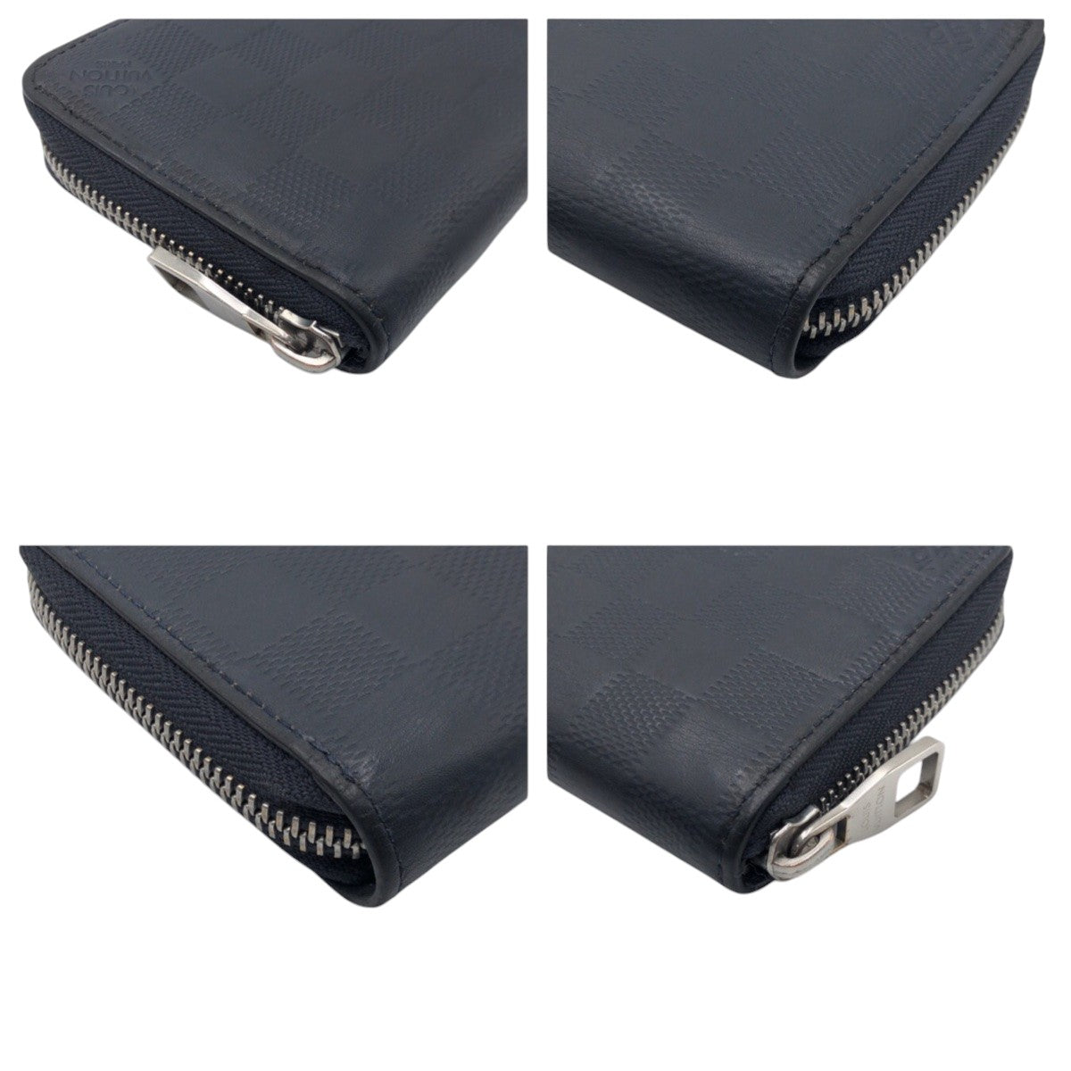 LOUIS VUITTON Long Wallet Purse N63549 PVC Navy Damier Anfini Zippy Wallet Vertical