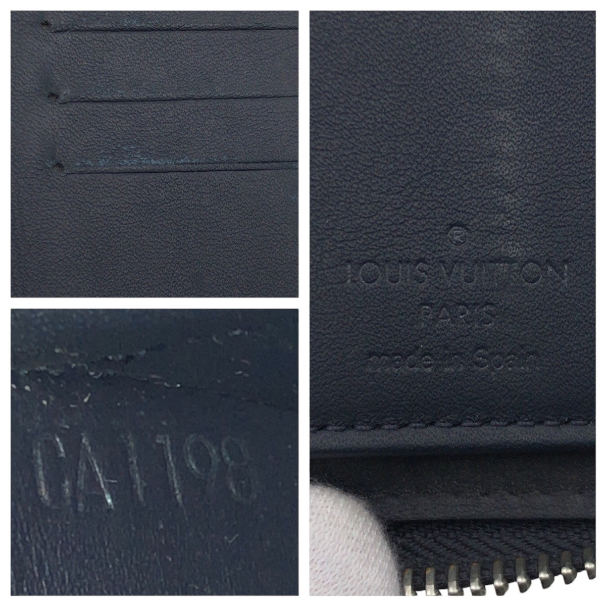 LOUIS VUITTON Long Wallet Purse N63549 PVC Navy Damier Anfini Zippy Wallet Vertical