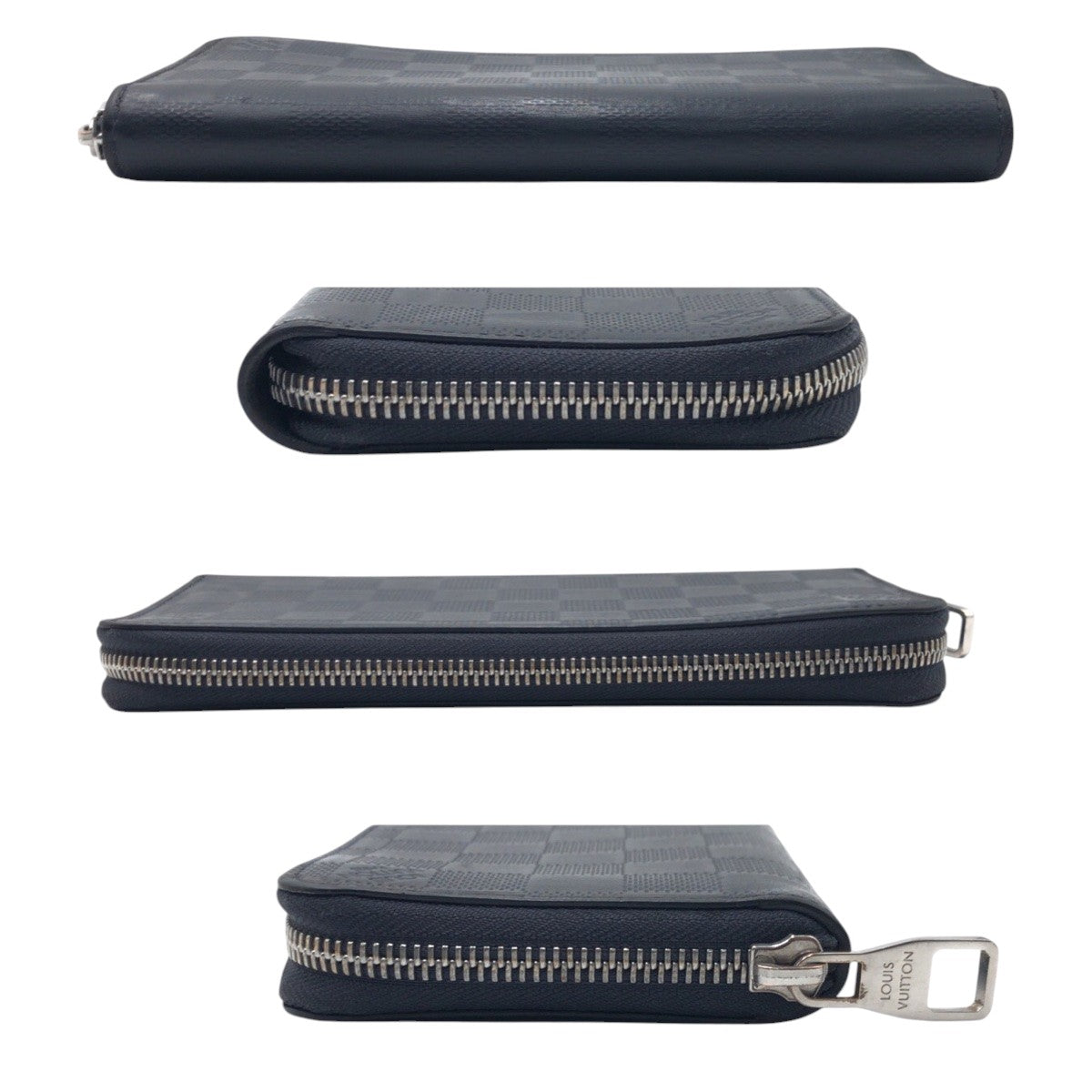 LOUIS VUITTON Long Wallet Purse N63549 PVC Navy Damier Anfini Zippy Wallet Vertical