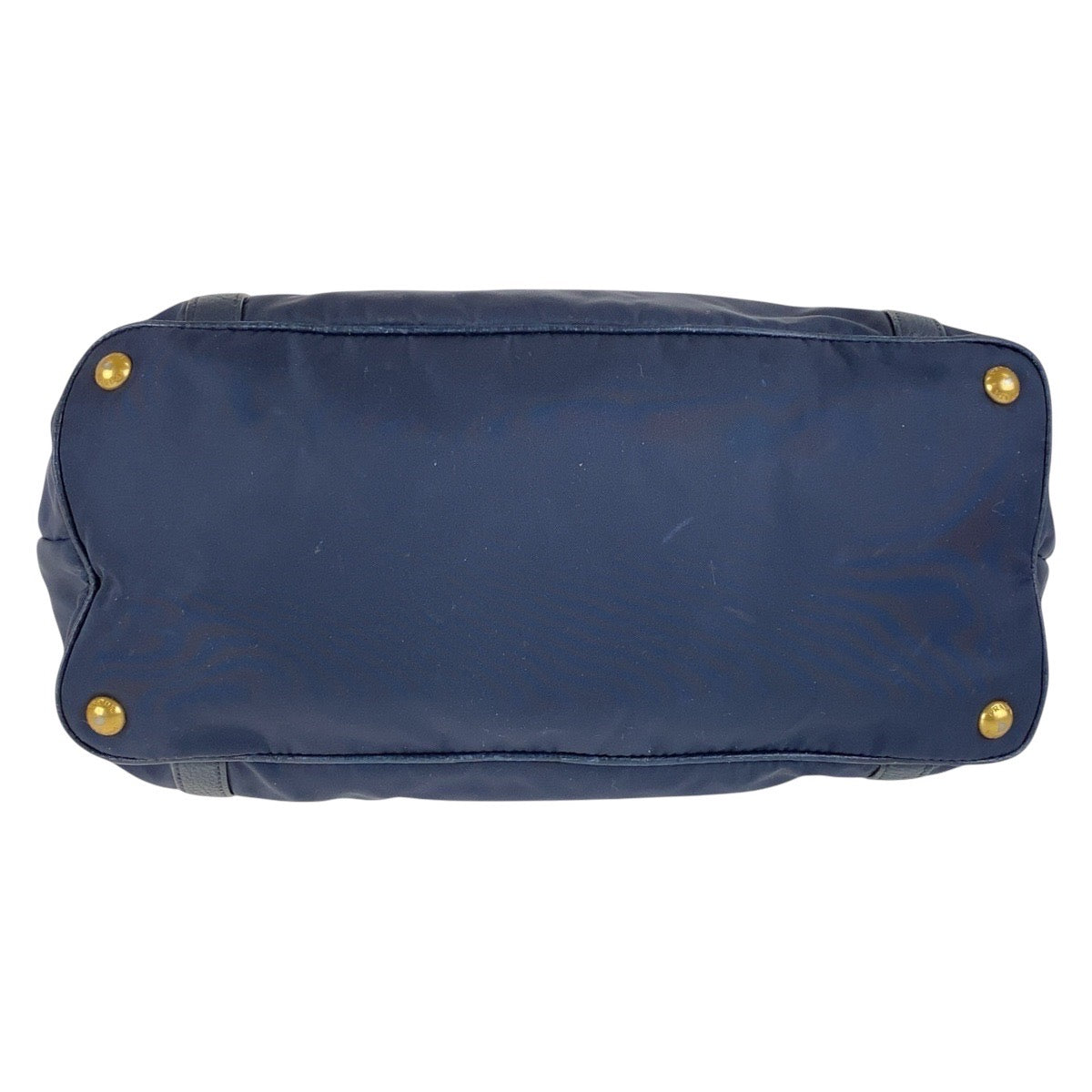 PRADA Shoulder Bag Nylon Navy Gold Metal