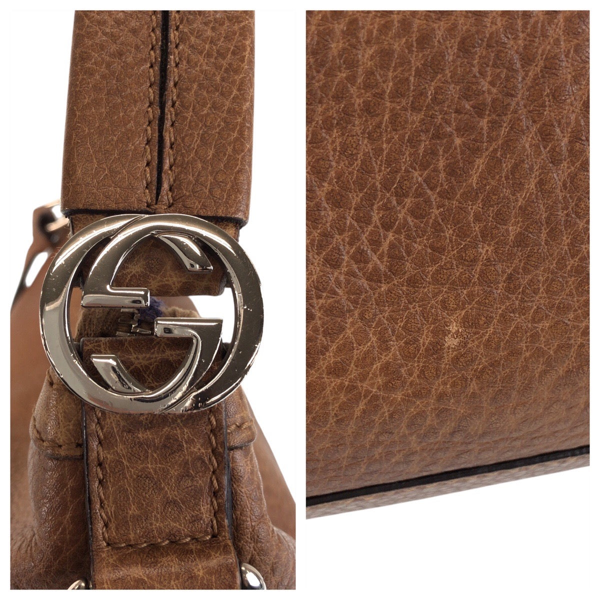GUCCI Shoulder Bag 326514 leather Brown Interlocking Hobo