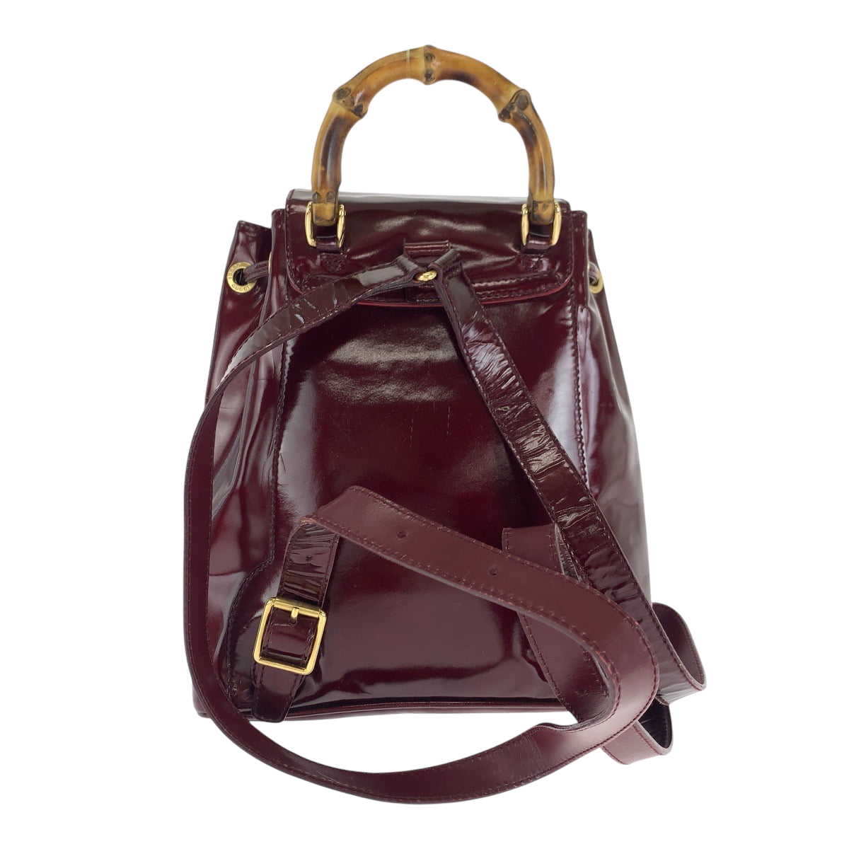 GUCCI Backpack 003 1998 0030 Patent leather wine red brown Bamboo
