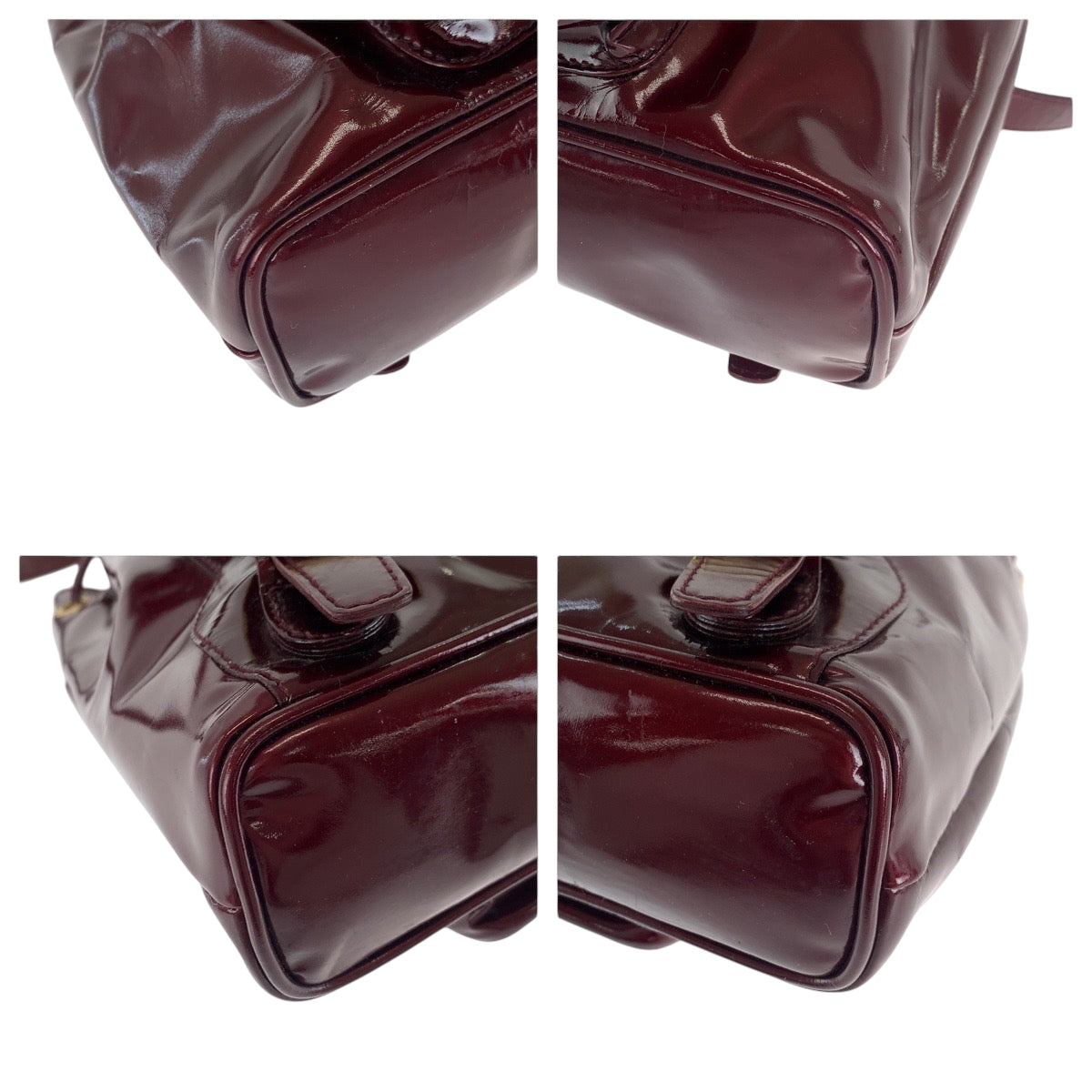 GUCCI Backpack 003 1998 0030 Patent leather wine red brown Bamboo