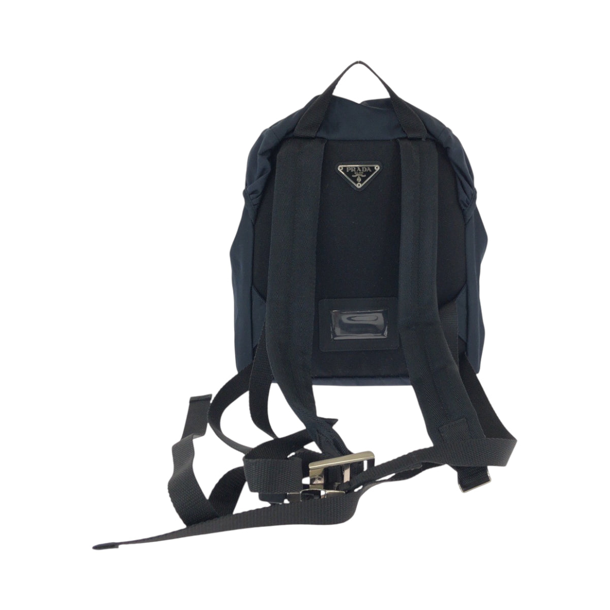 PRADA Backpack Nylon Navy SilverMetal Test Triangle With logo