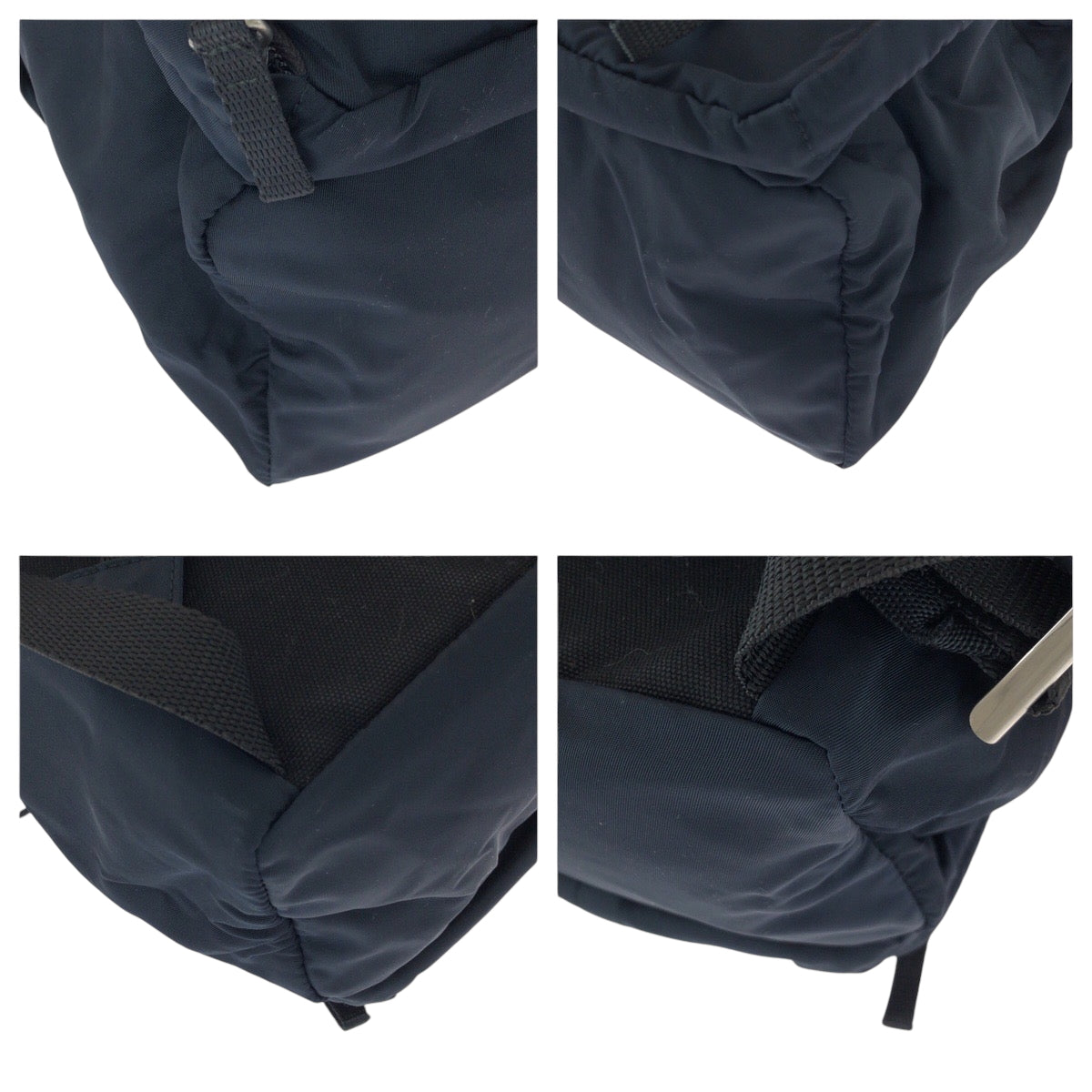 PRADA Backpack Nylon Navy SilverMetal Test Triangle With logo