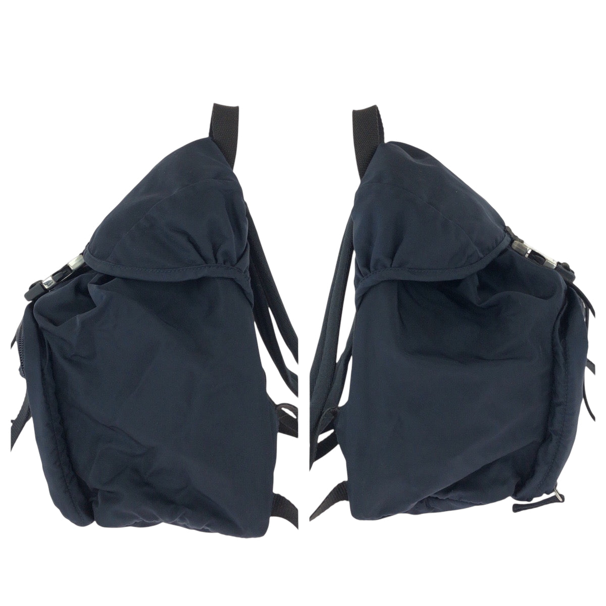 PRADA Backpack Nylon Navy SilverMetal Test Triangle With logo