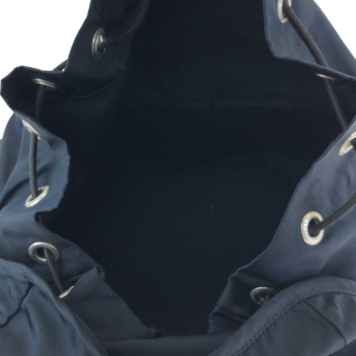 PRADA Backpack Nylon Navy SilverMetal Test Triangle With logo