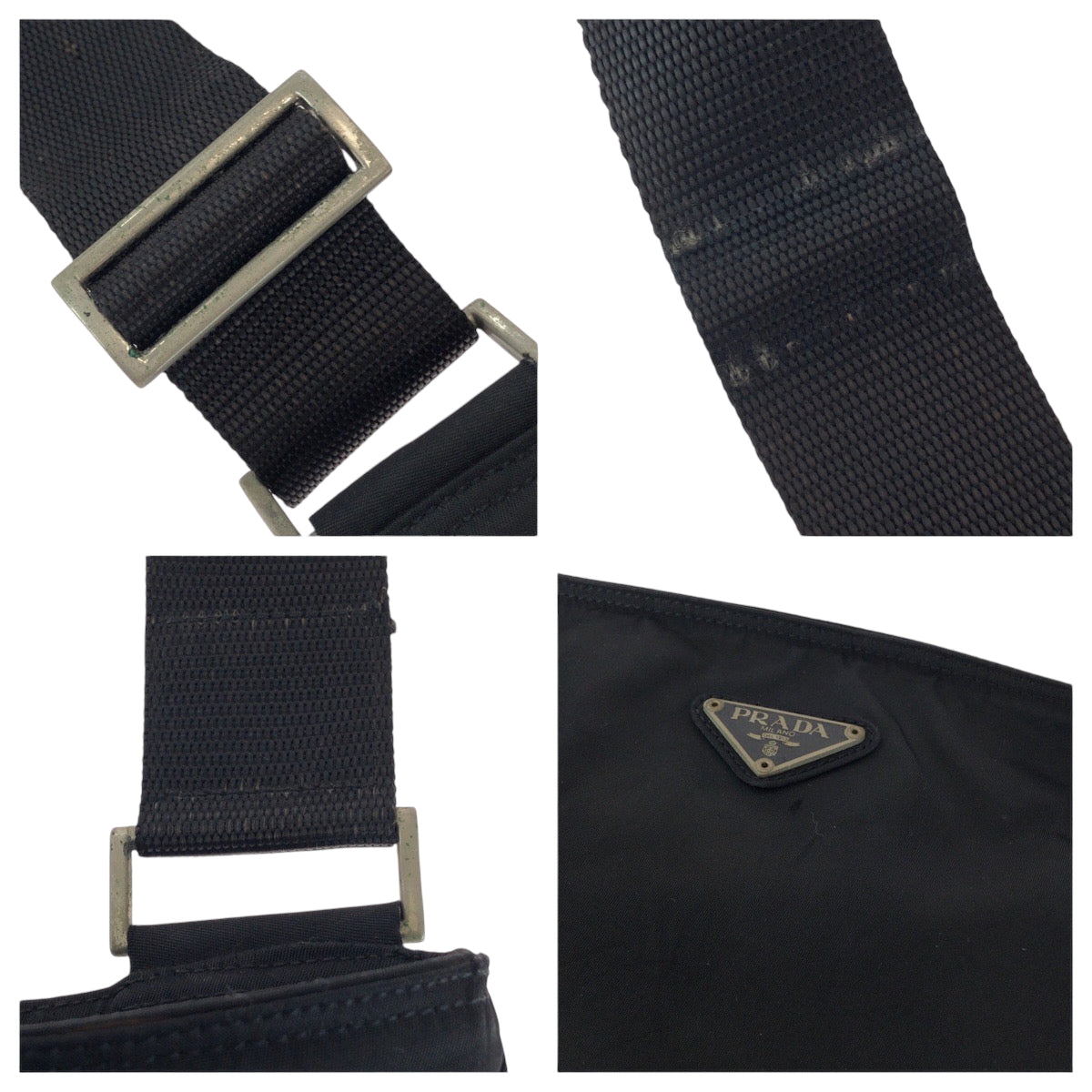 PRADA Shoulder Bag VA0053 Nylon Black SilverMetal Test Triangle With logo