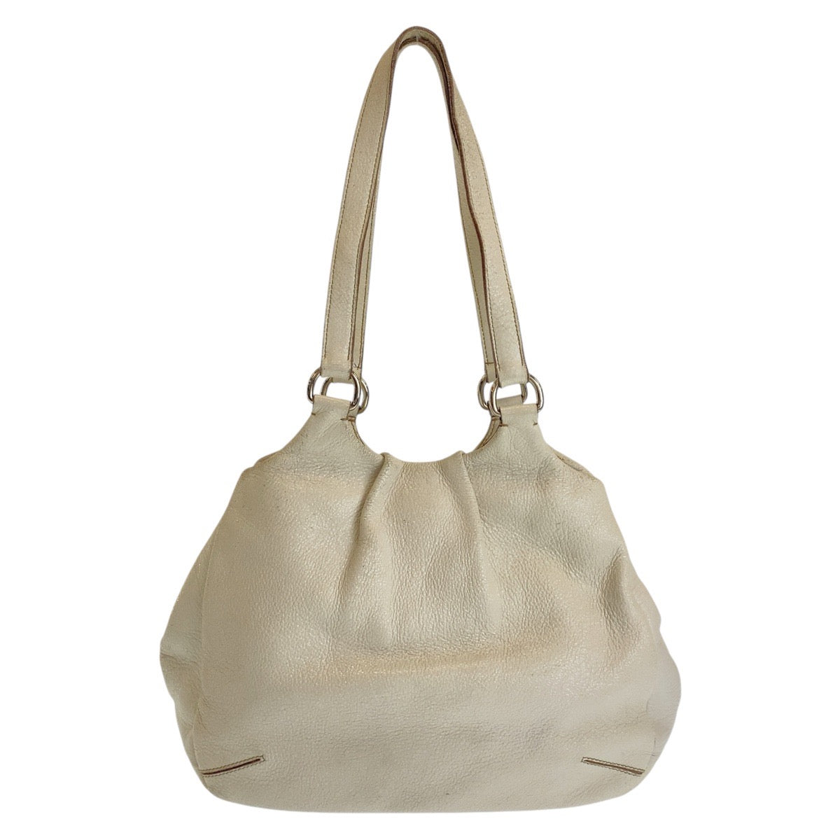 PRADA Shoulder Bag leather White SilverMetal