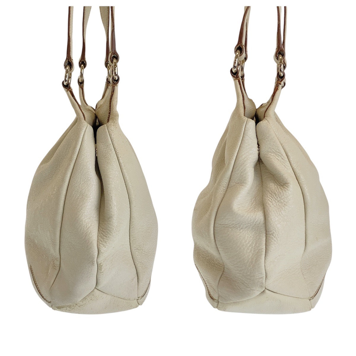 PRADA Shoulder Bag leather White SilverMetal