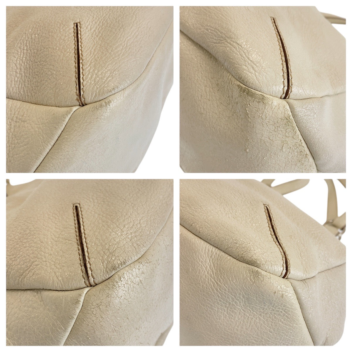 PRADA Shoulder Bag leather White SilverMetal