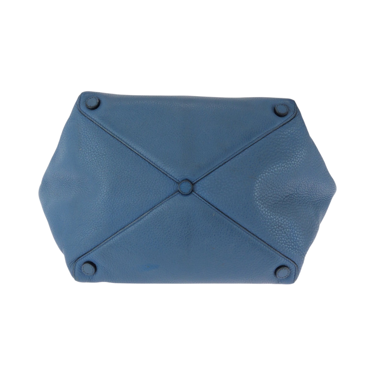PRADA Tote Bag leather Blue GoldMetal Vitterodino Triangle With logo