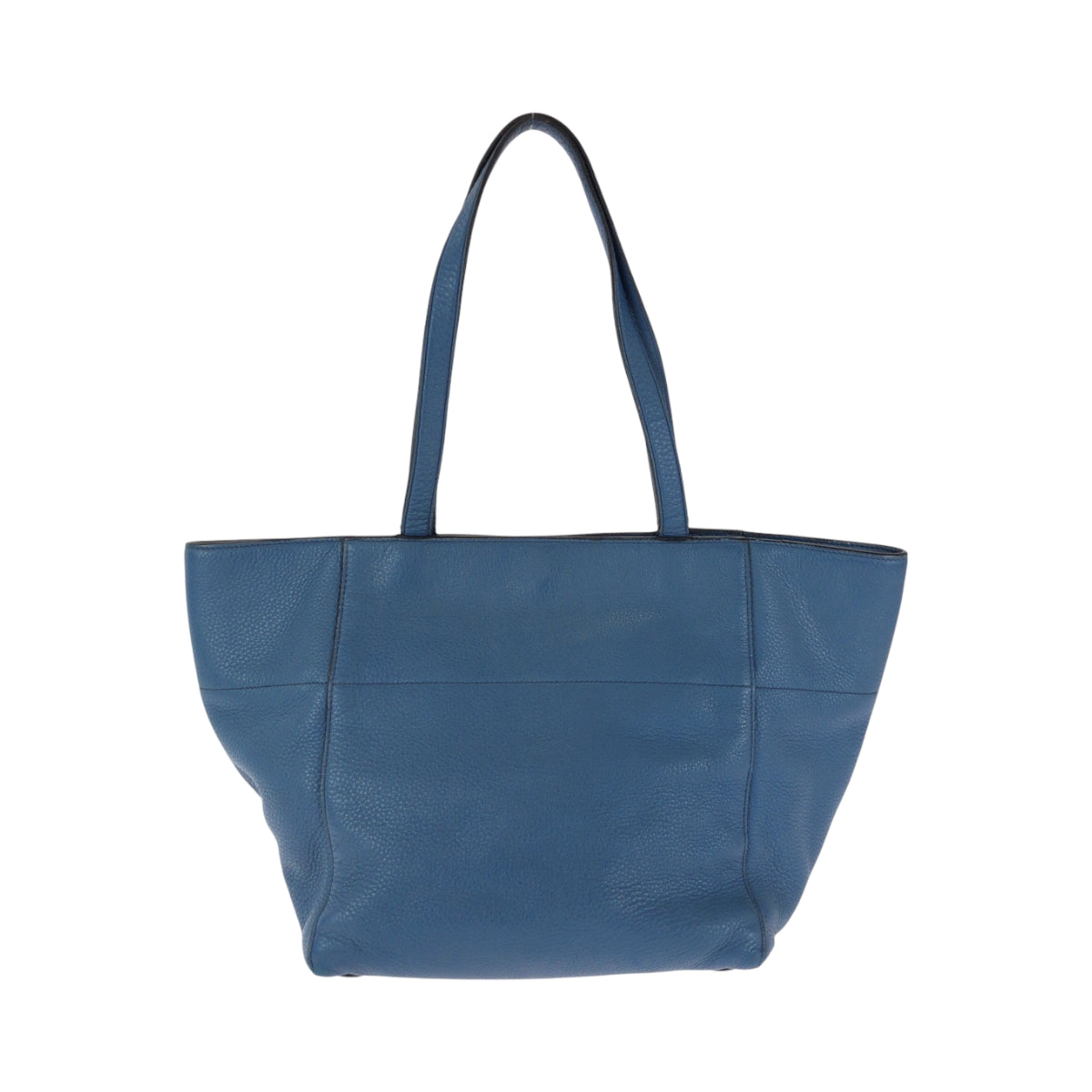 PRADA Tote Bag leather Blue GoldMetal Vitterodino Triangle With logo