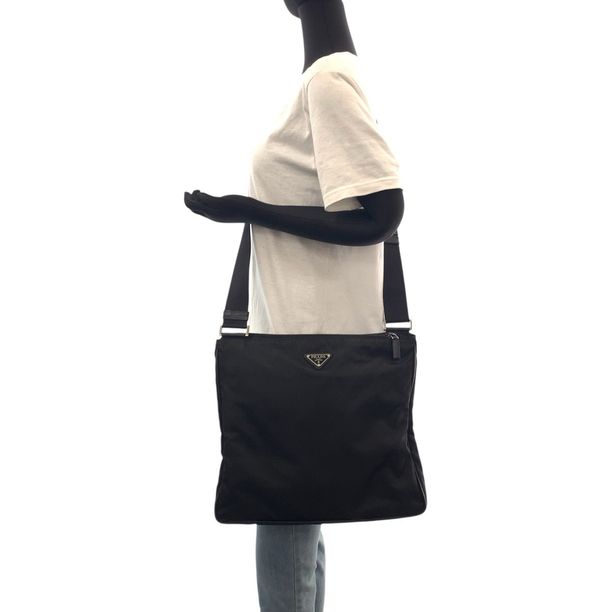 PRADA Shoulder Bag Nylon black Test Triangle With logo
