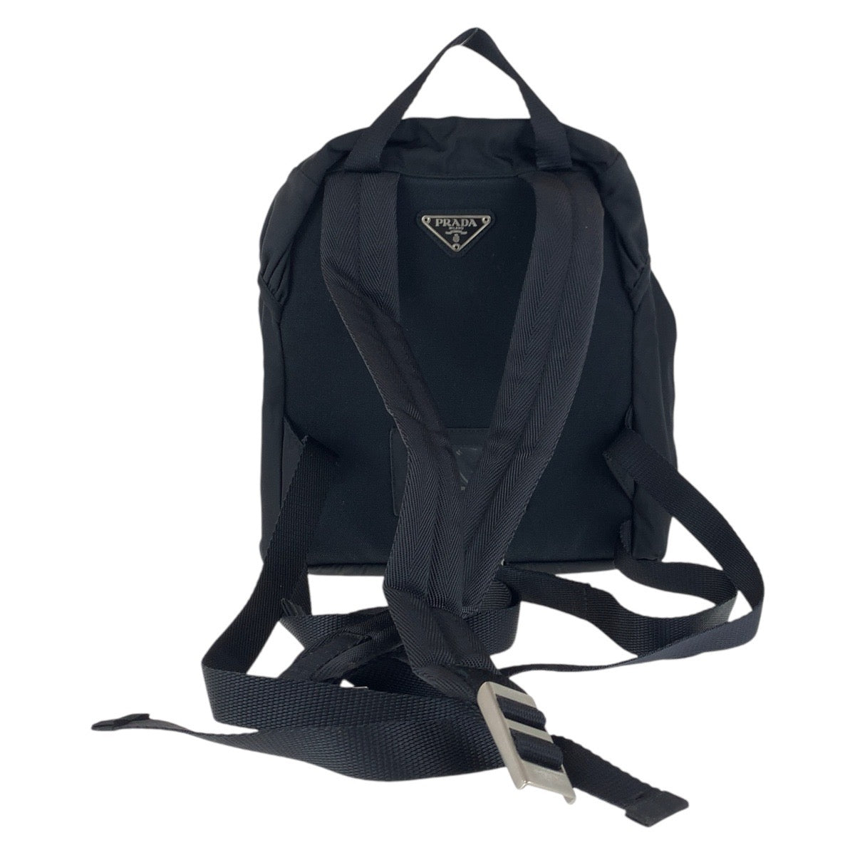 PRADA Backpack Nylon Black SilverMetal Test Triangle With logo