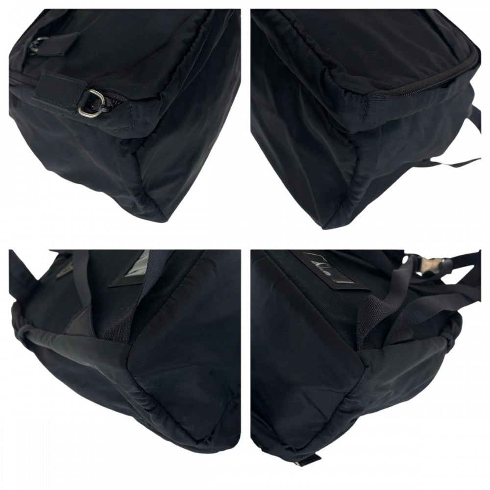 PRADA Backpack Nylon Black SilverMetal Test Triangle With logo