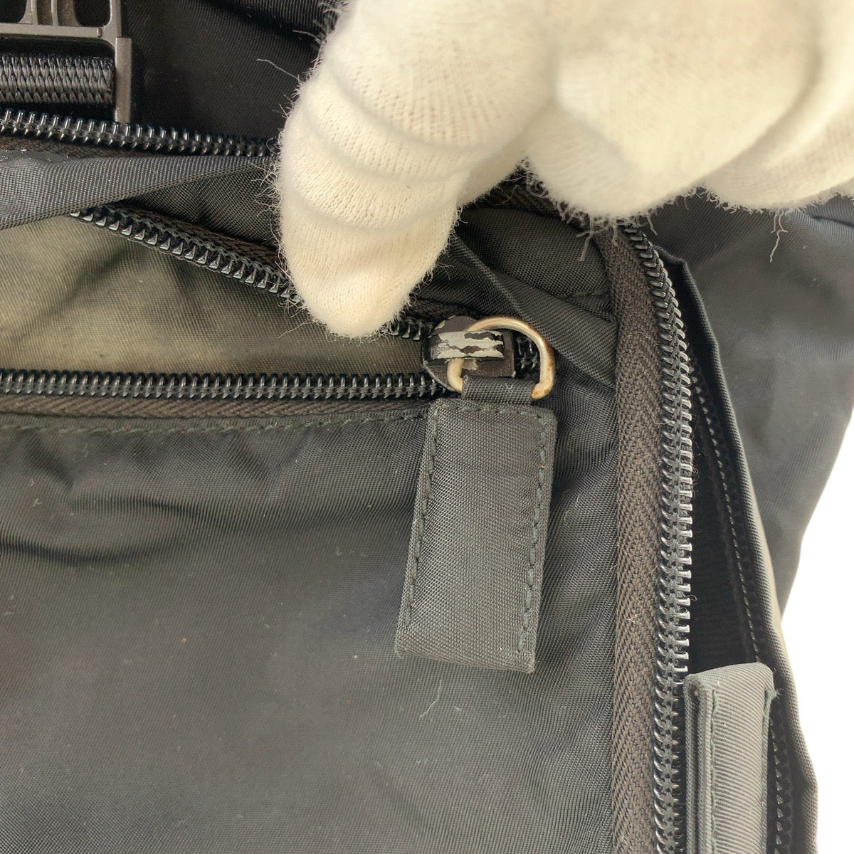PRADA Backpack Nylon Black SilverMetal Test Triangle With logo