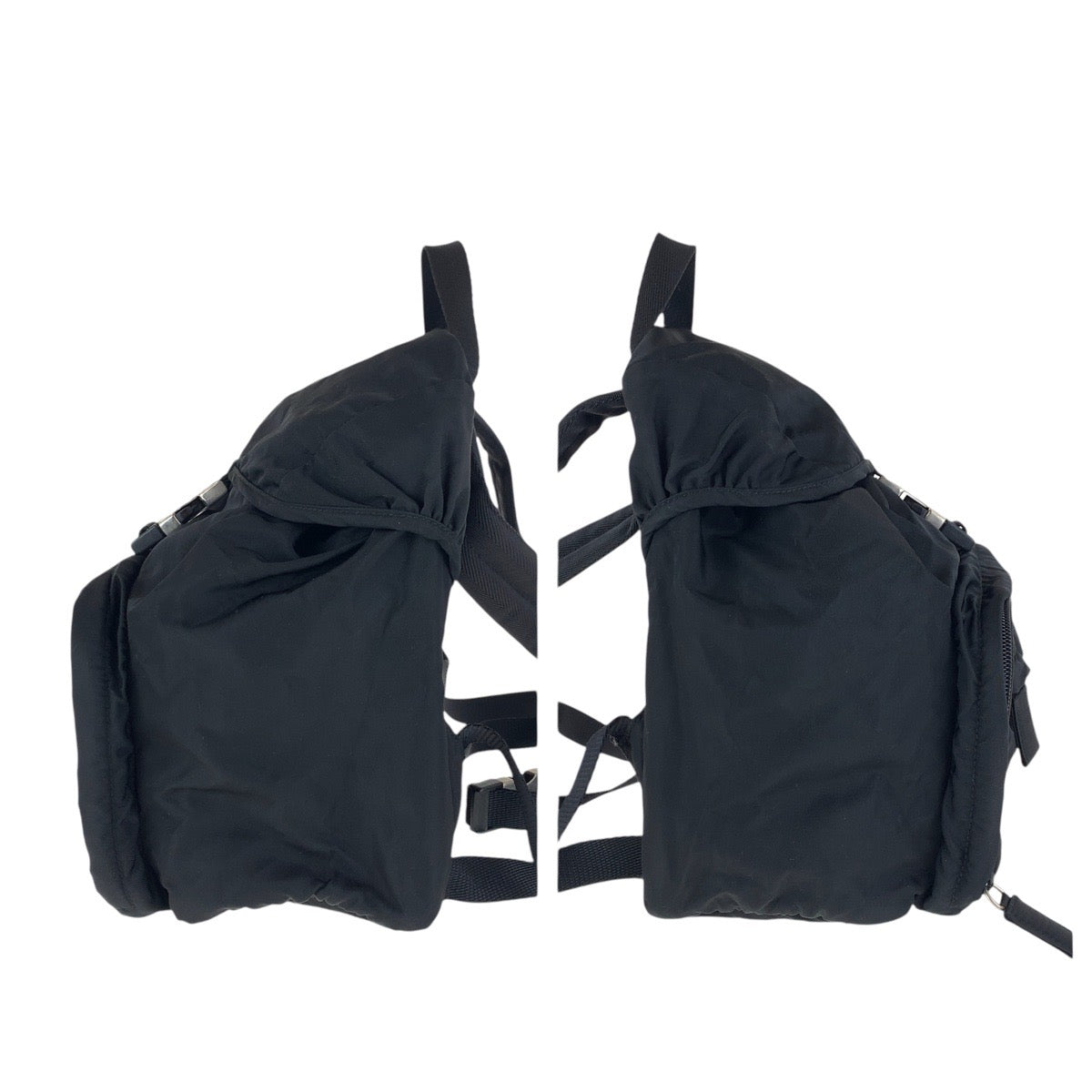 PRADA Backpack Nylon Black SilverMetal Test Triangle With logo