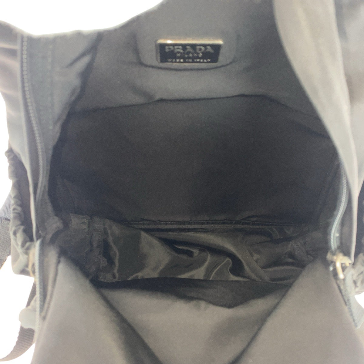 PRADA Backpack Nylon Black SilverMetal Test Triangle With logo
