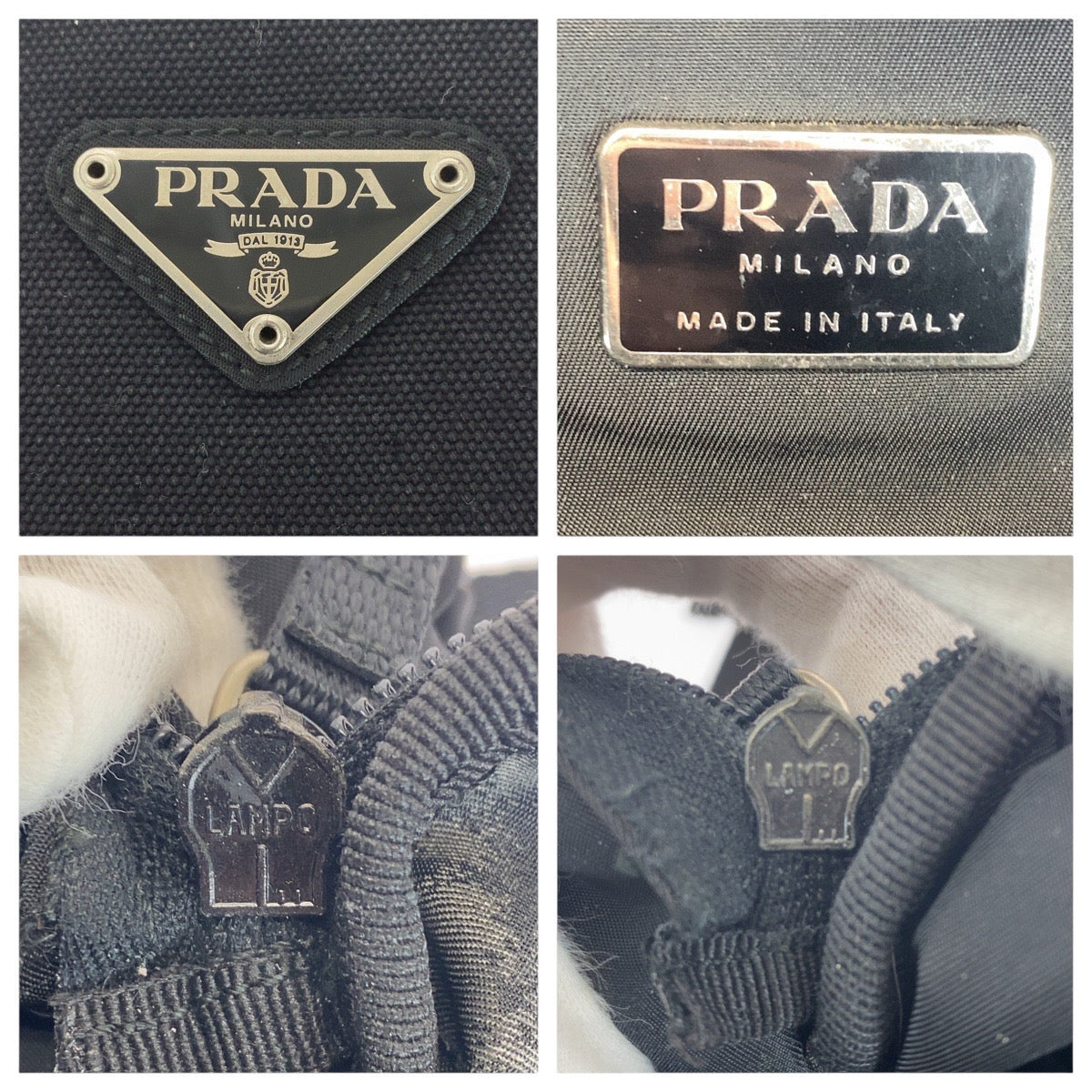 PRADA Backpack Nylon Black SilverMetal Test Triangle With logo