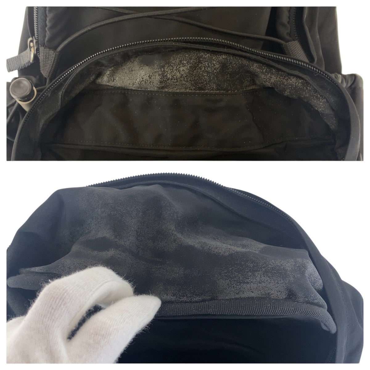 PRADA Backpack Nylon Black SilverMetal Test Triangle With logo