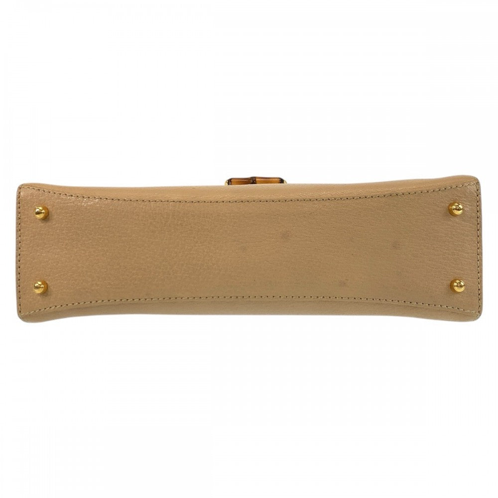 GUCCI Handbag 000 110 leather Beige Gold Metal Bamboo
