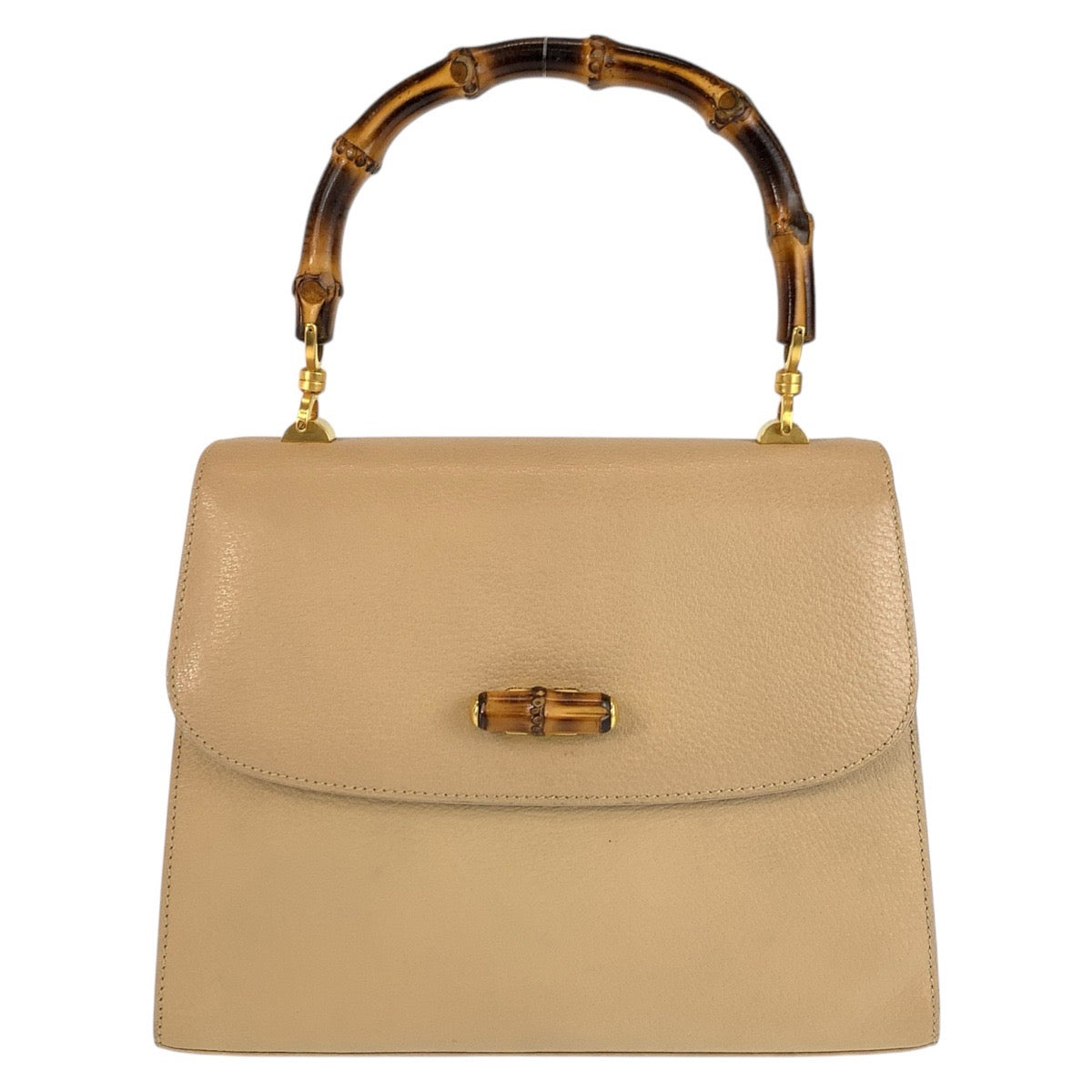 GUCCI Handbag 000 110 leather Beige Gold Metal Bamboo