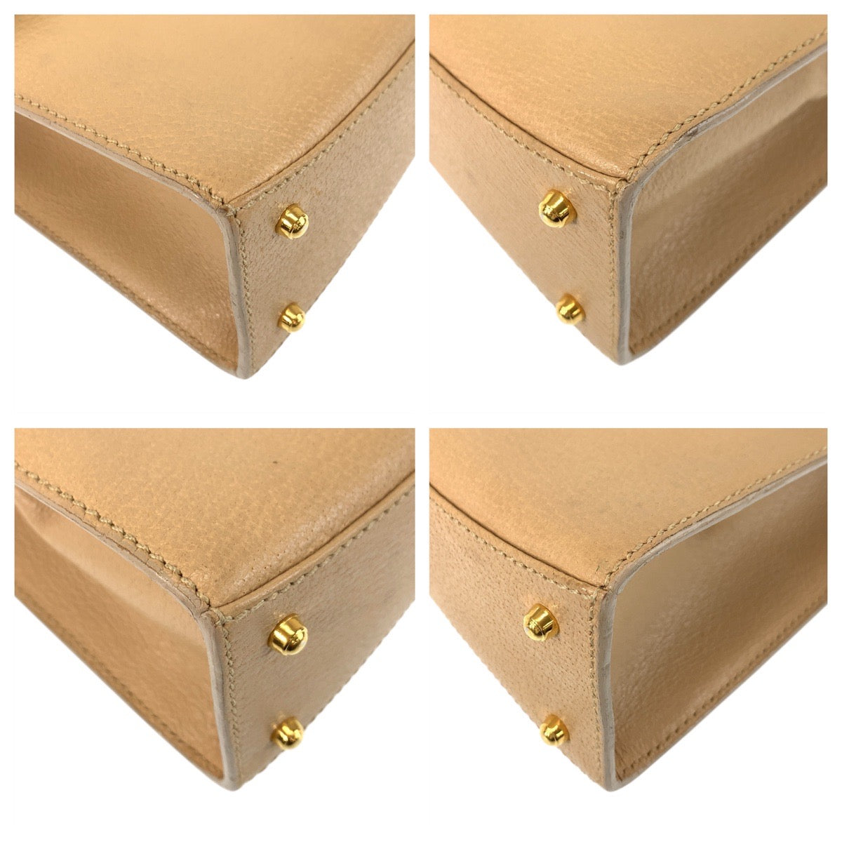 GUCCI Handbag 000 110 leather Beige Gold Metal Bamboo