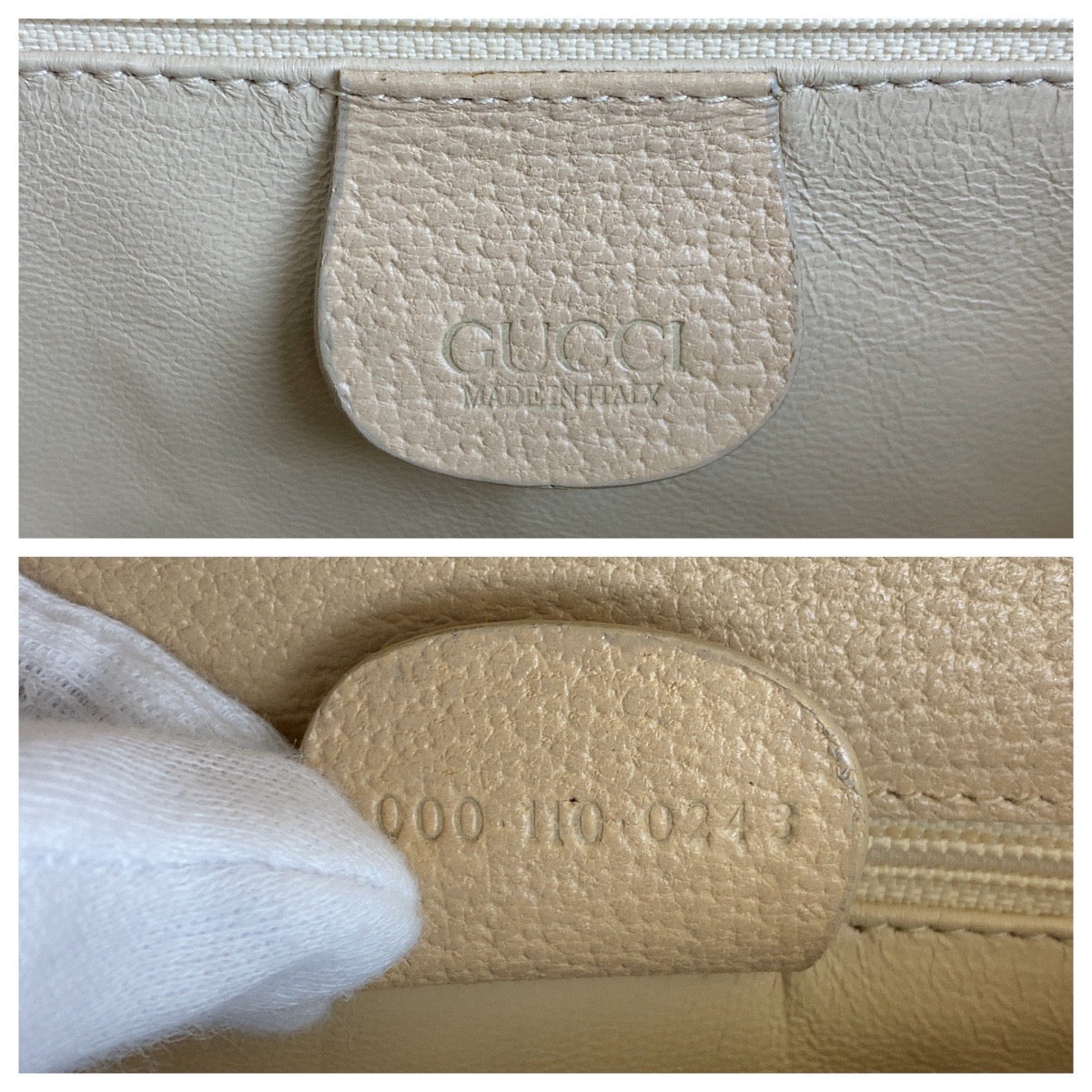 GUCCI Handbag 000 110 leather Beige Gold Metal Bamboo