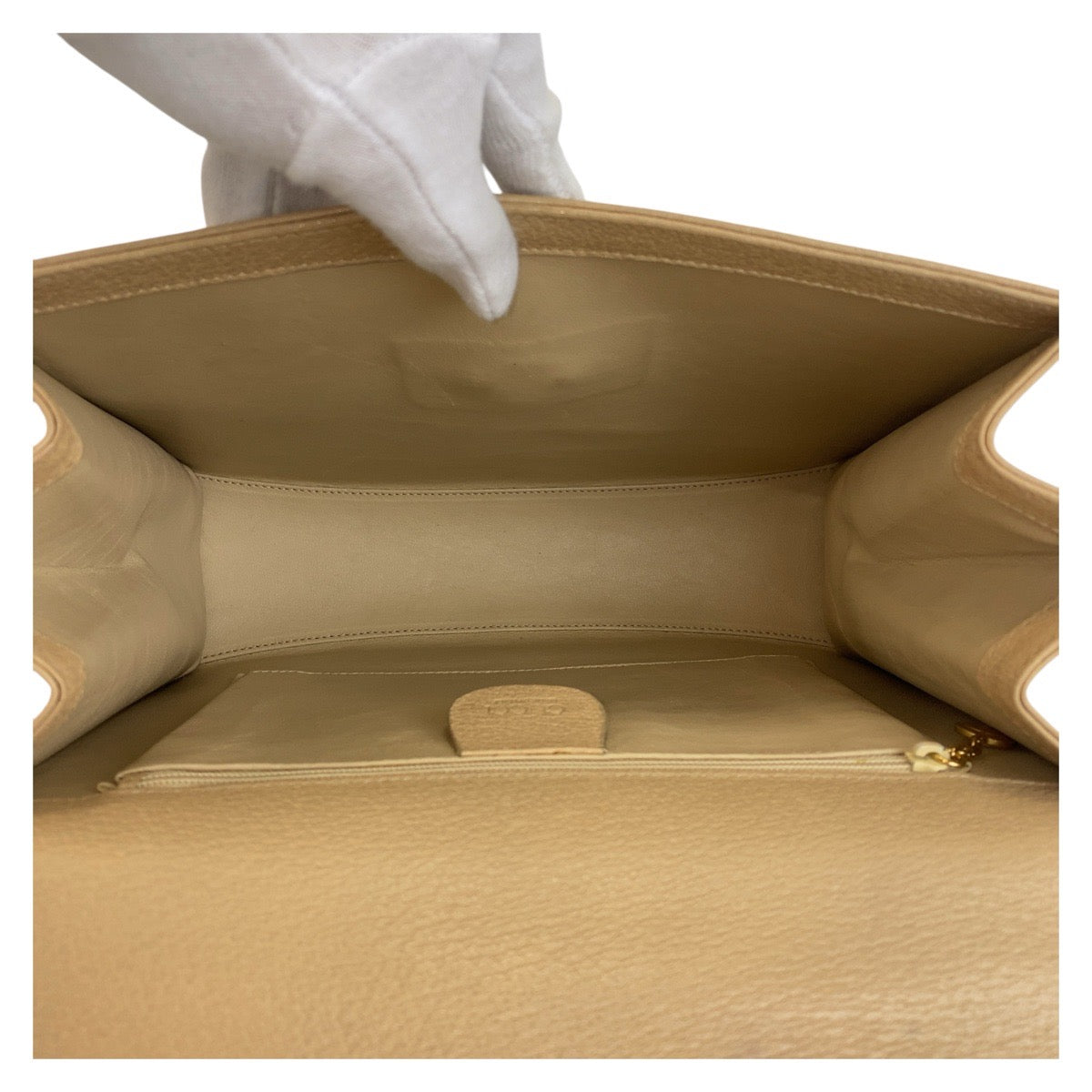 GUCCI Handbag 000 110 leather Beige Gold Metal Bamboo