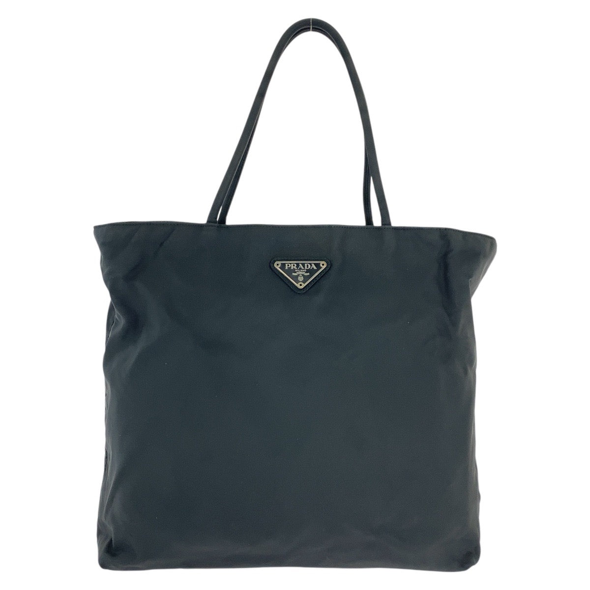 PRADA Tote Bag Nylon Black SilverMetal Test Triangle With logo