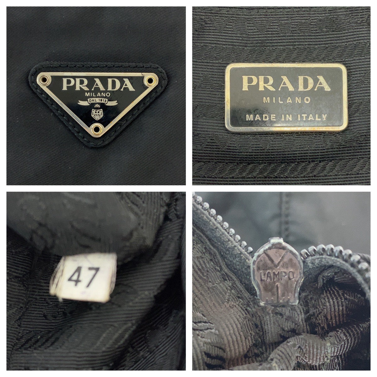 PRADA Tote Bag Nylon Black SilverMetal Test Triangle With logo