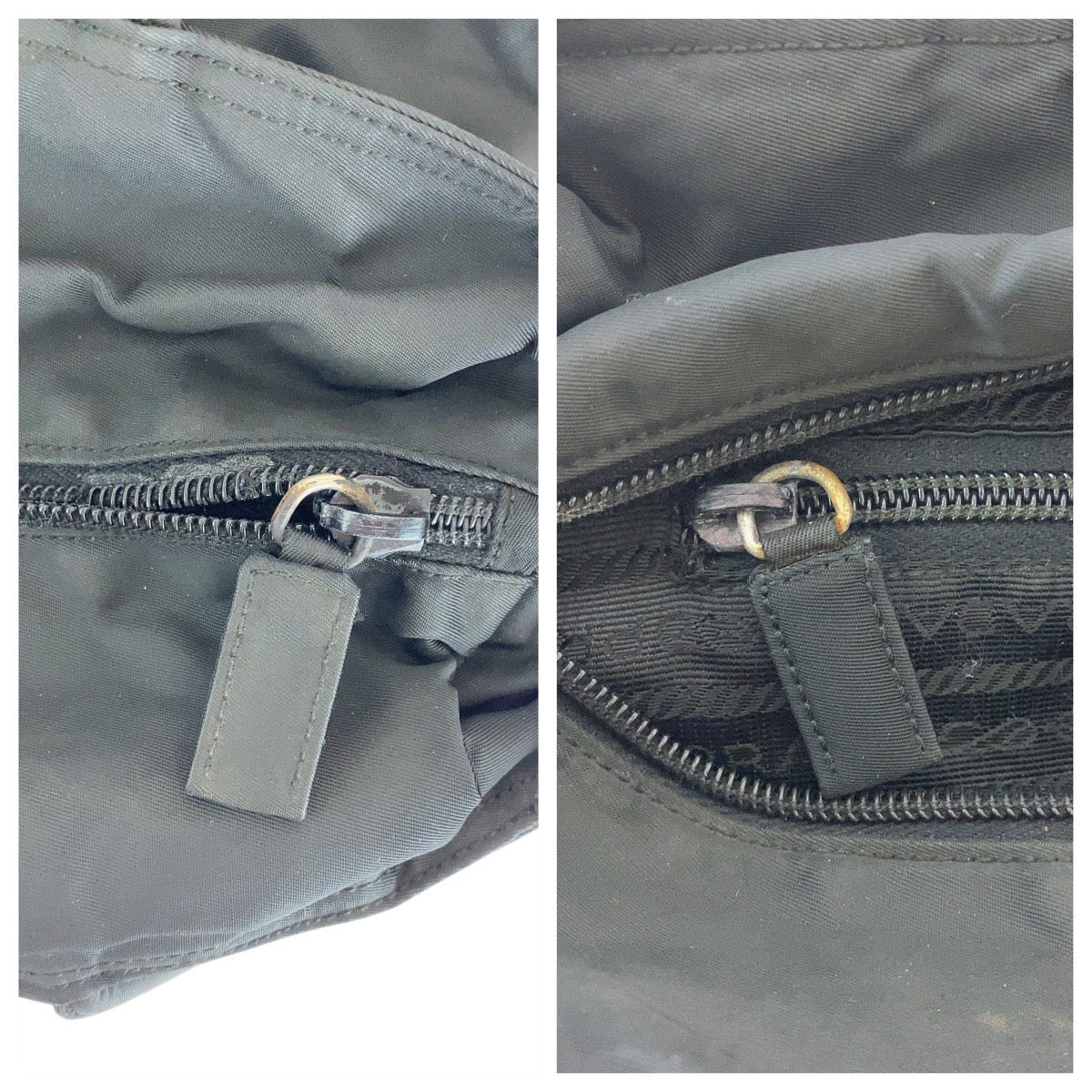 PRADA Tote Bag Nylon Black SilverMetal Test Triangle With logo