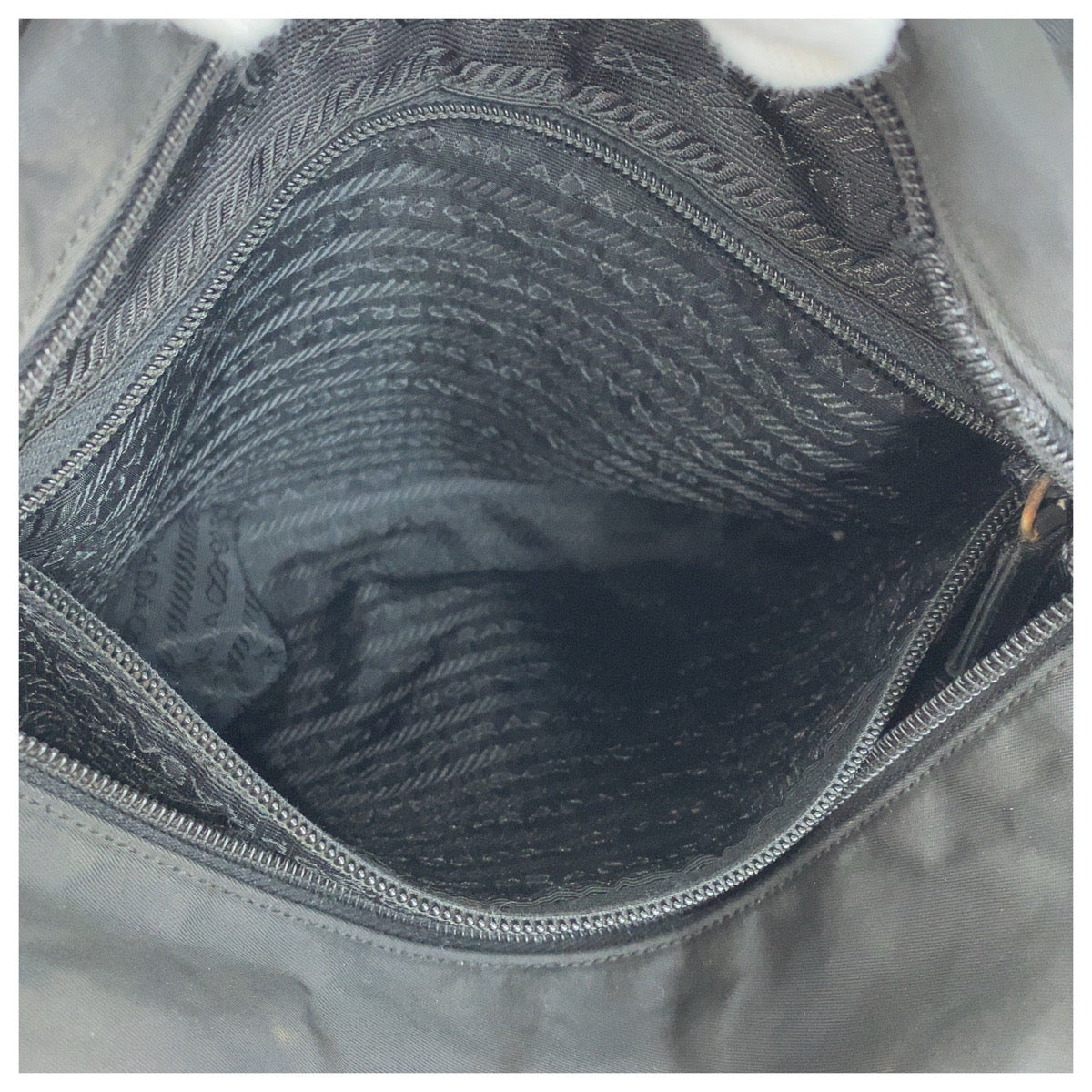 PRADA Tote Bag Nylon Black SilverMetal Test Triangle With logo