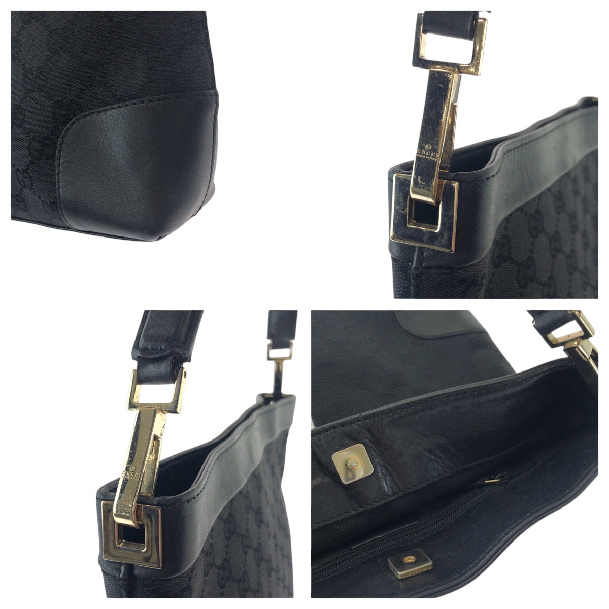 GUCCI Shoulder Bag 33900 GG canvas Black GoldMetal