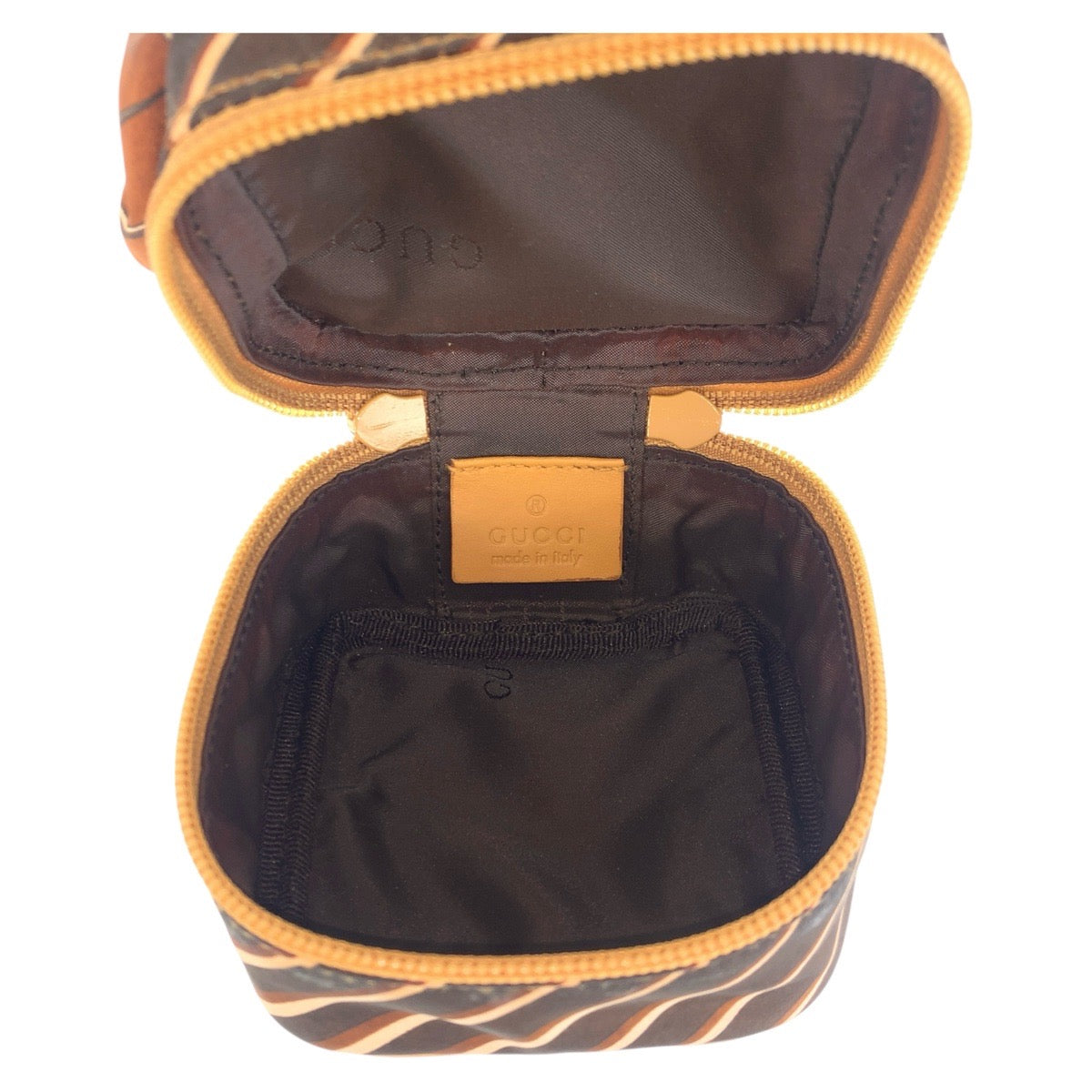 GUCCI Handbag 039 9054 Nylon Brown Gold Metal