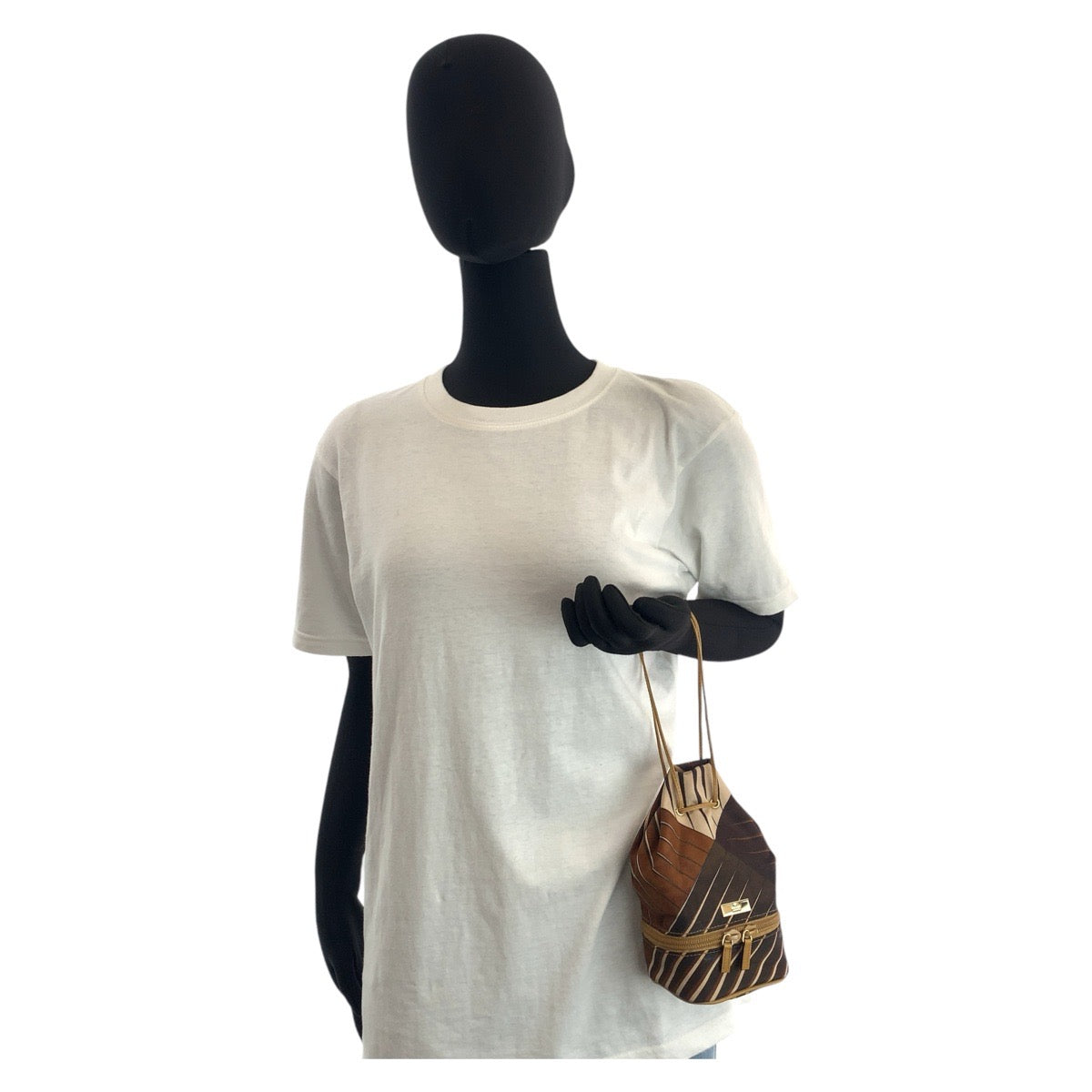 GUCCI Handbag 039 9054 Nylon Brown Gold Metal