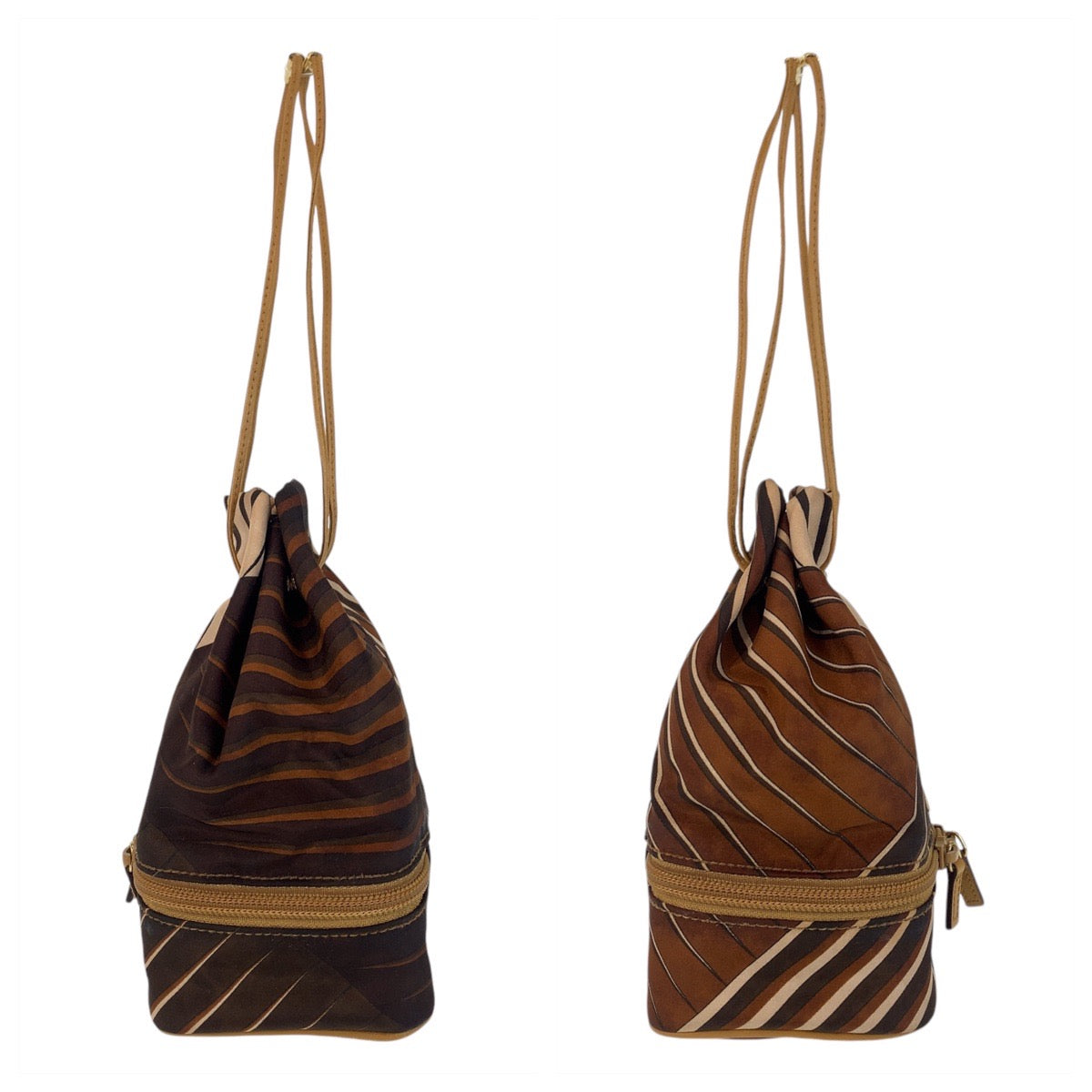 GUCCI Handbag 039 9054 Nylon Brown Gold Metal