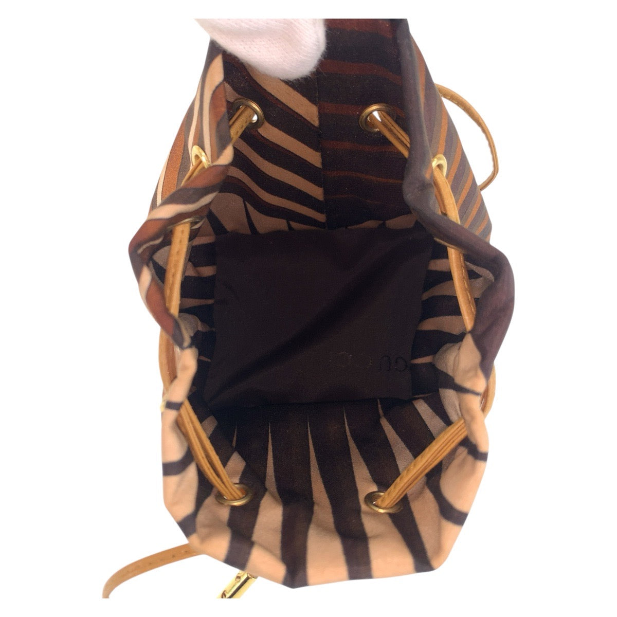GUCCI Handbag 039 9054 Nylon Brown Gold Metal