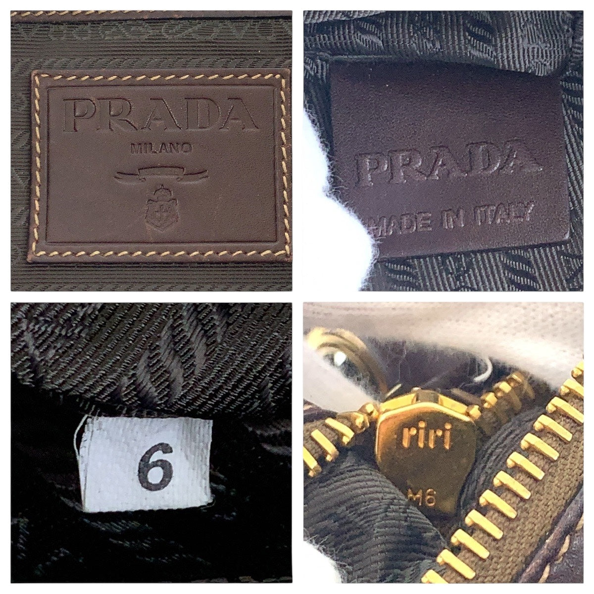 PRADA Shoulder Bag canvas Brown Gold Metal Logo jacquard