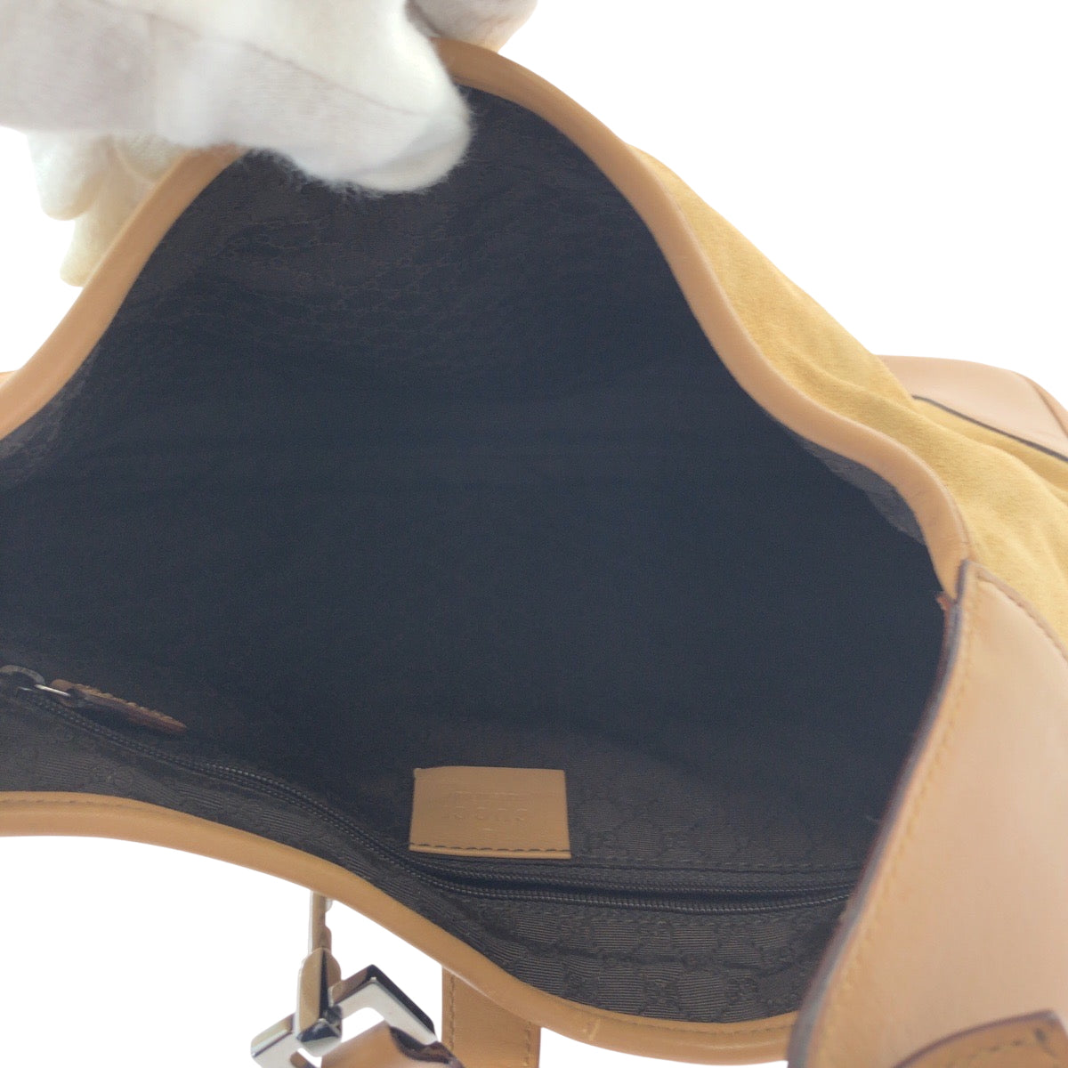GUCCI Shoulder Bag 001 3306 Suede Camel Brown SilverMetal Jackie