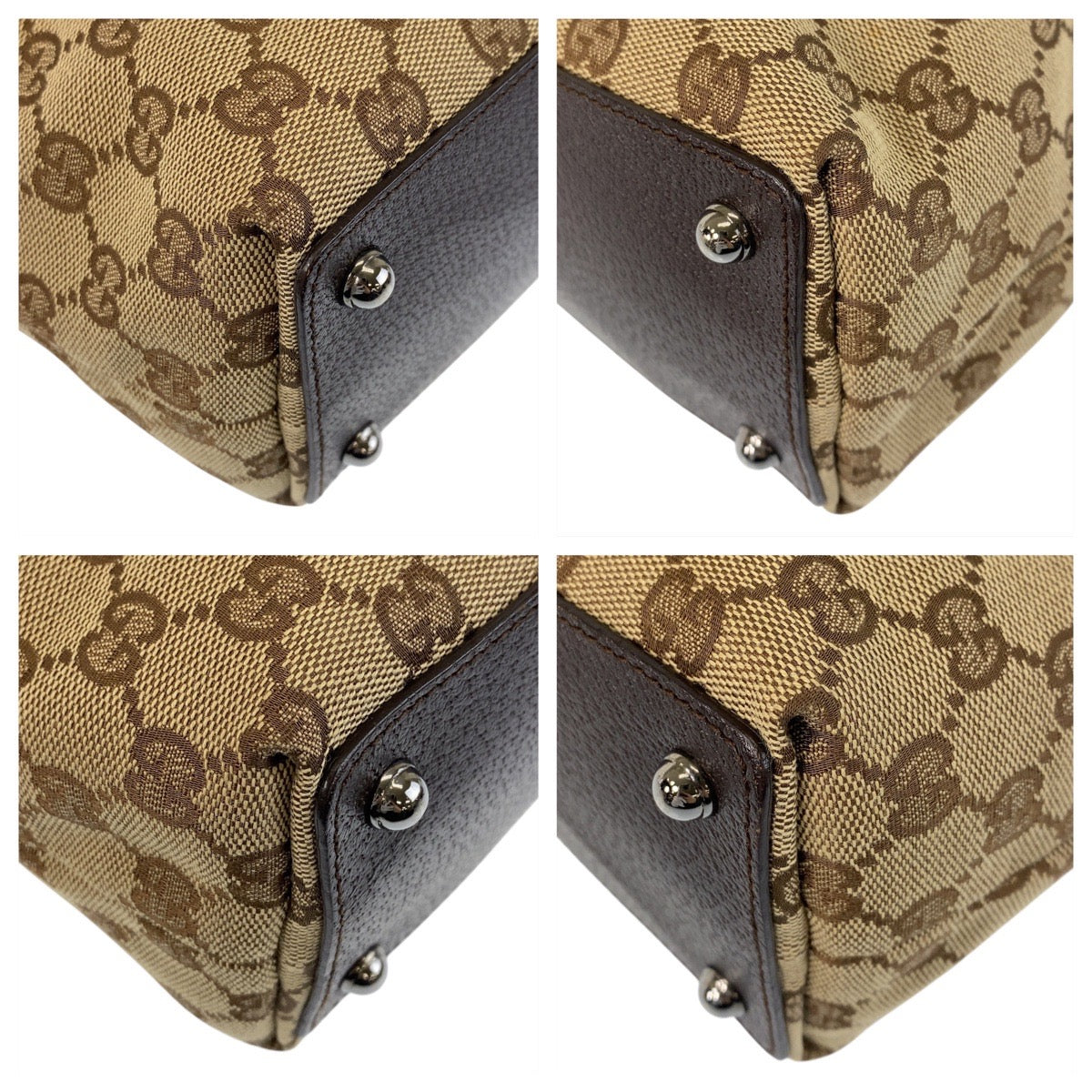 GUCCI Tote Bag 120840 GG canvas Beige Brown SilverMetal