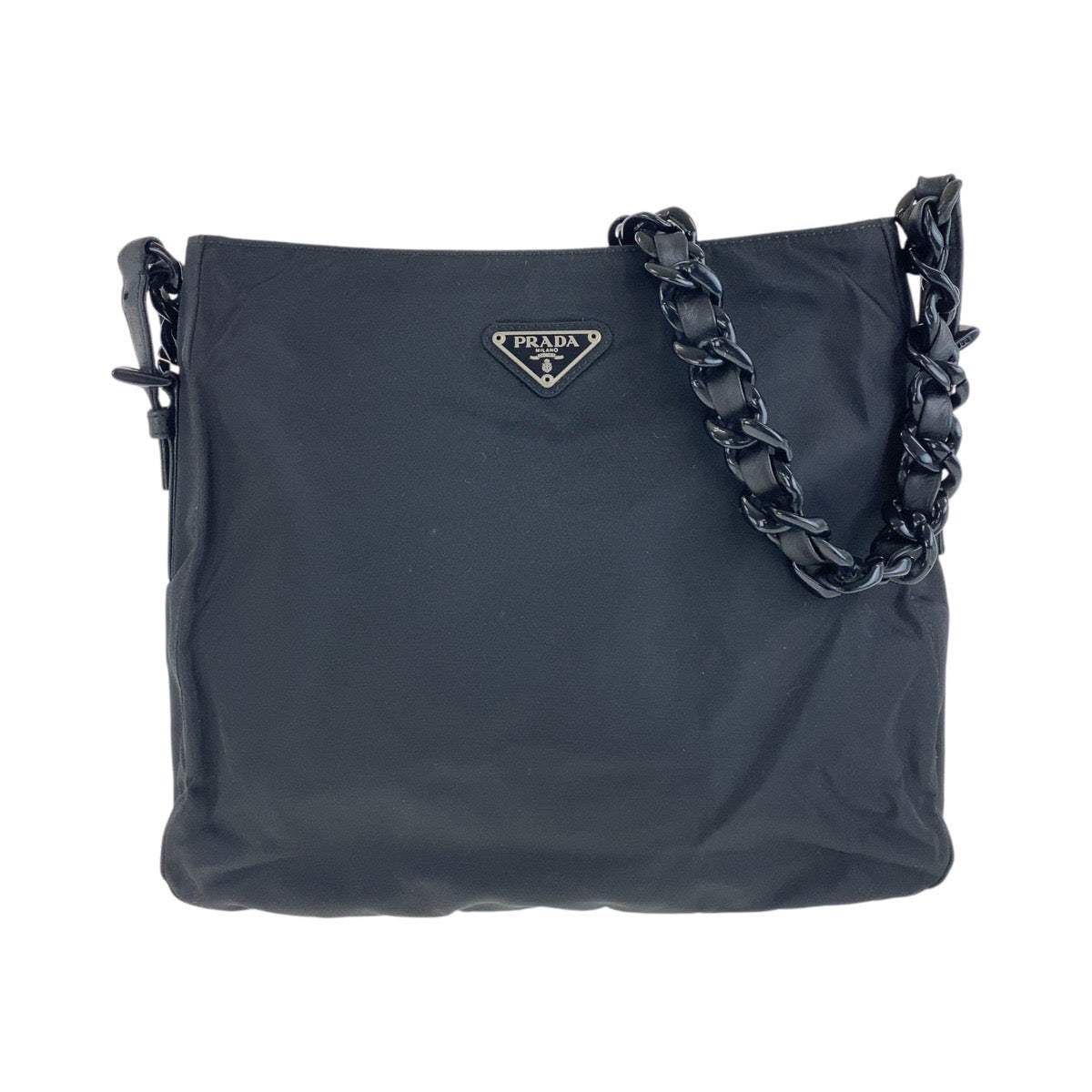 PRADA Shoulder Bag Nylon black Test Triangle With logo